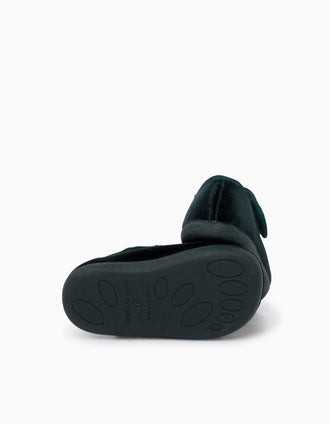 Pisamonas Barefoot velvet Mary Jane shoes for babies and girls, green