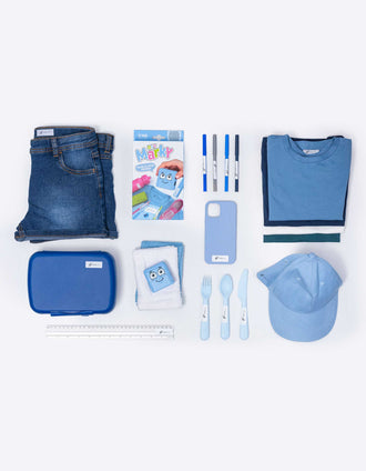 Conjunto de Sello para Ropa y Libros + Cinta + Etiquetas DIY Marky, Azul