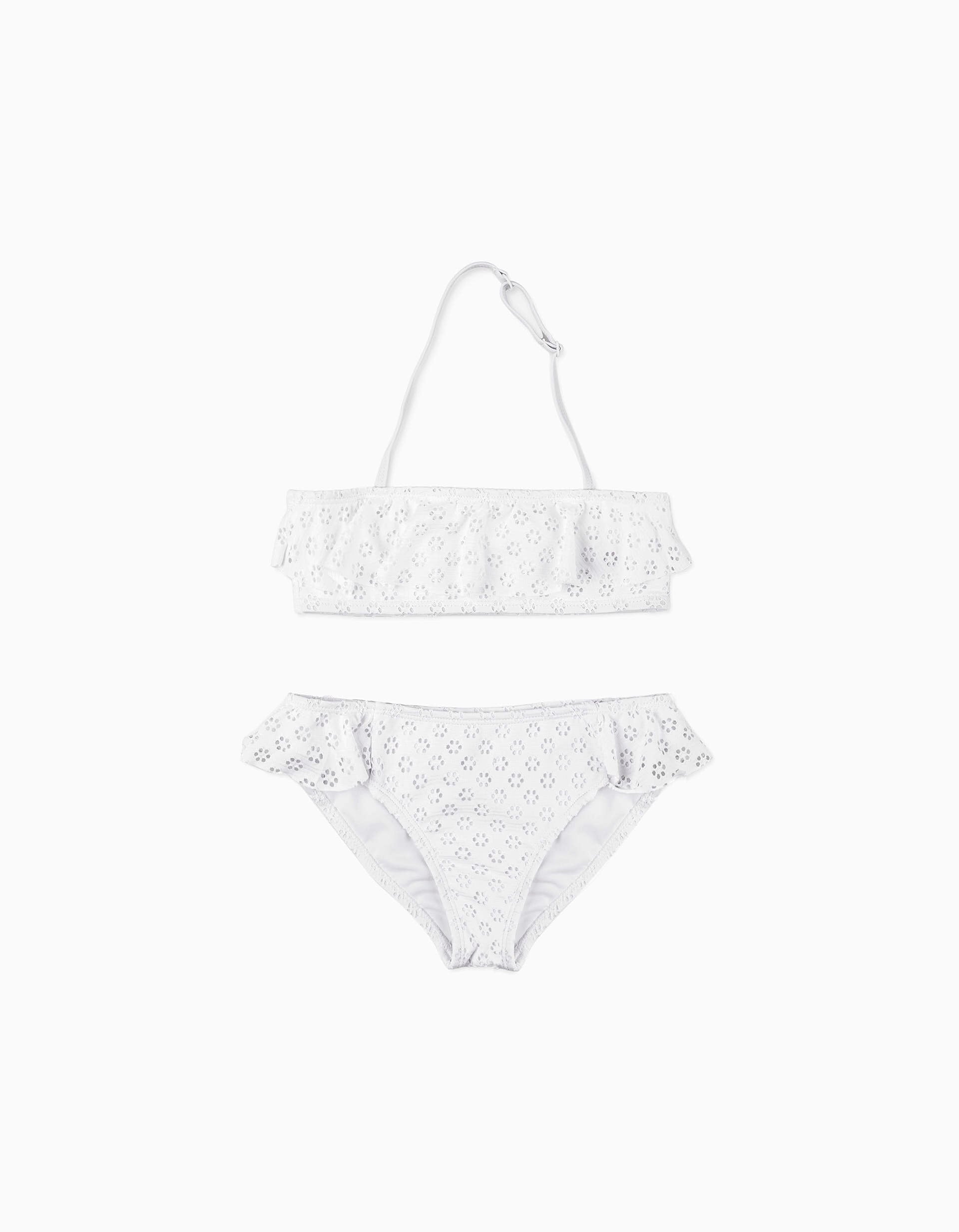 Biquíni para Menina 'Flores', Branco