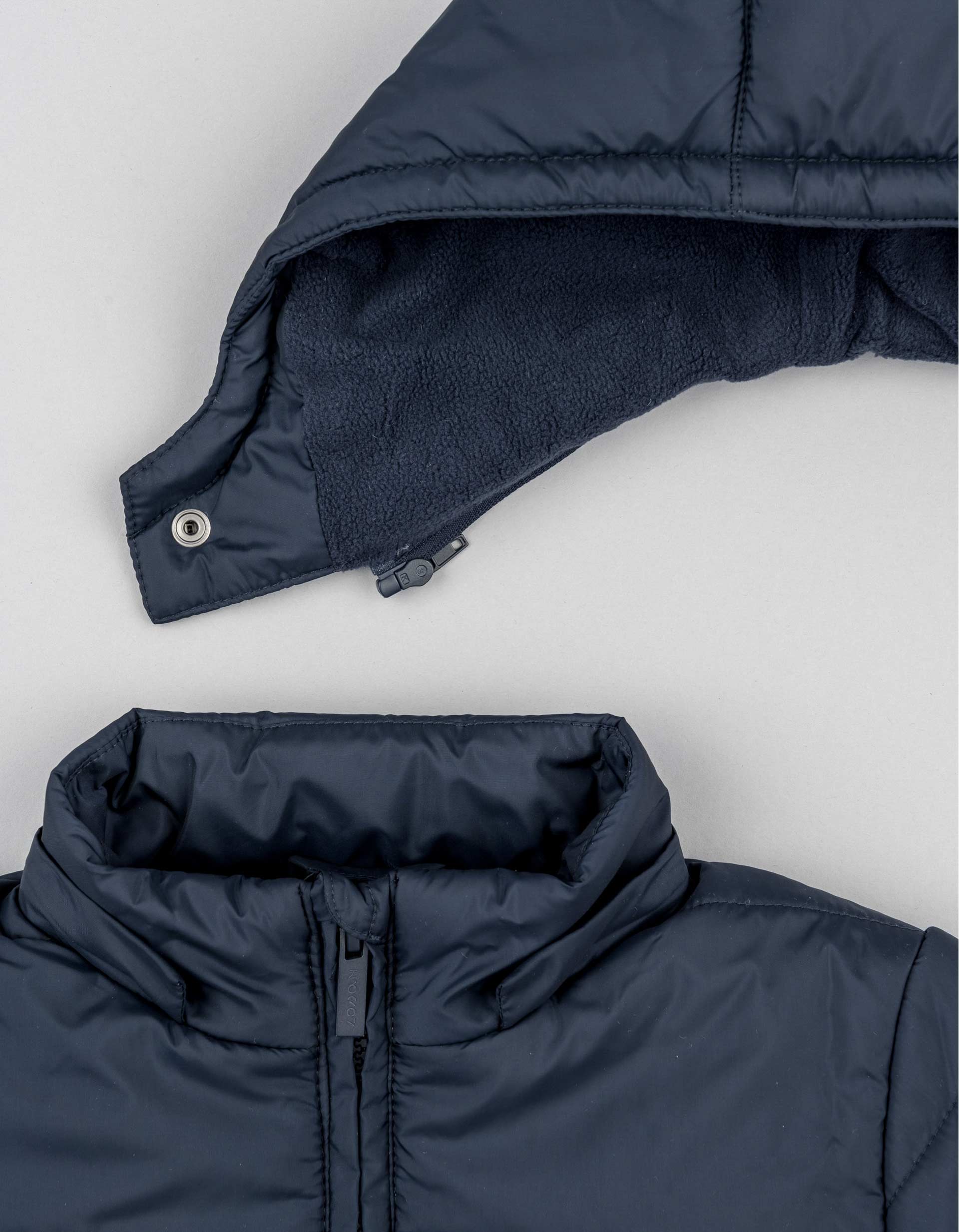 Padded jacket with detachable hood for boys, dark blue