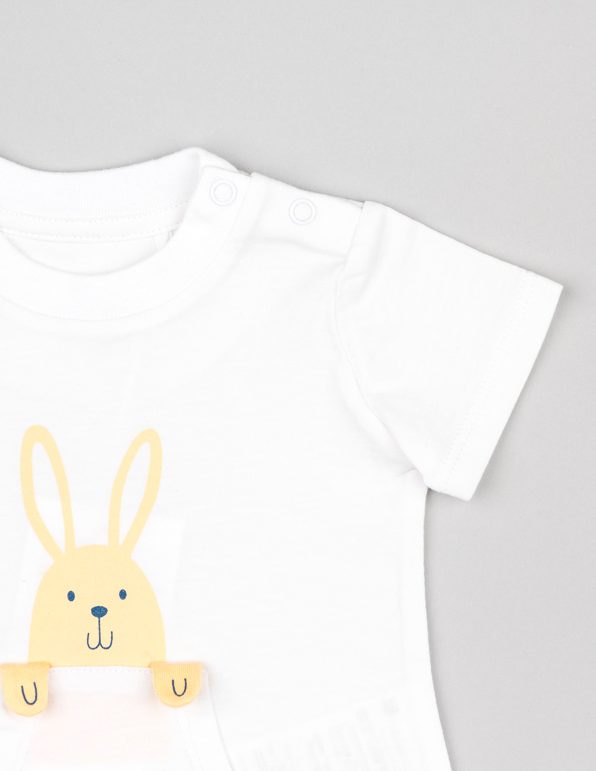 T-shirt + Calções para Recém-Nascida 'Bunny', Branco/Azul