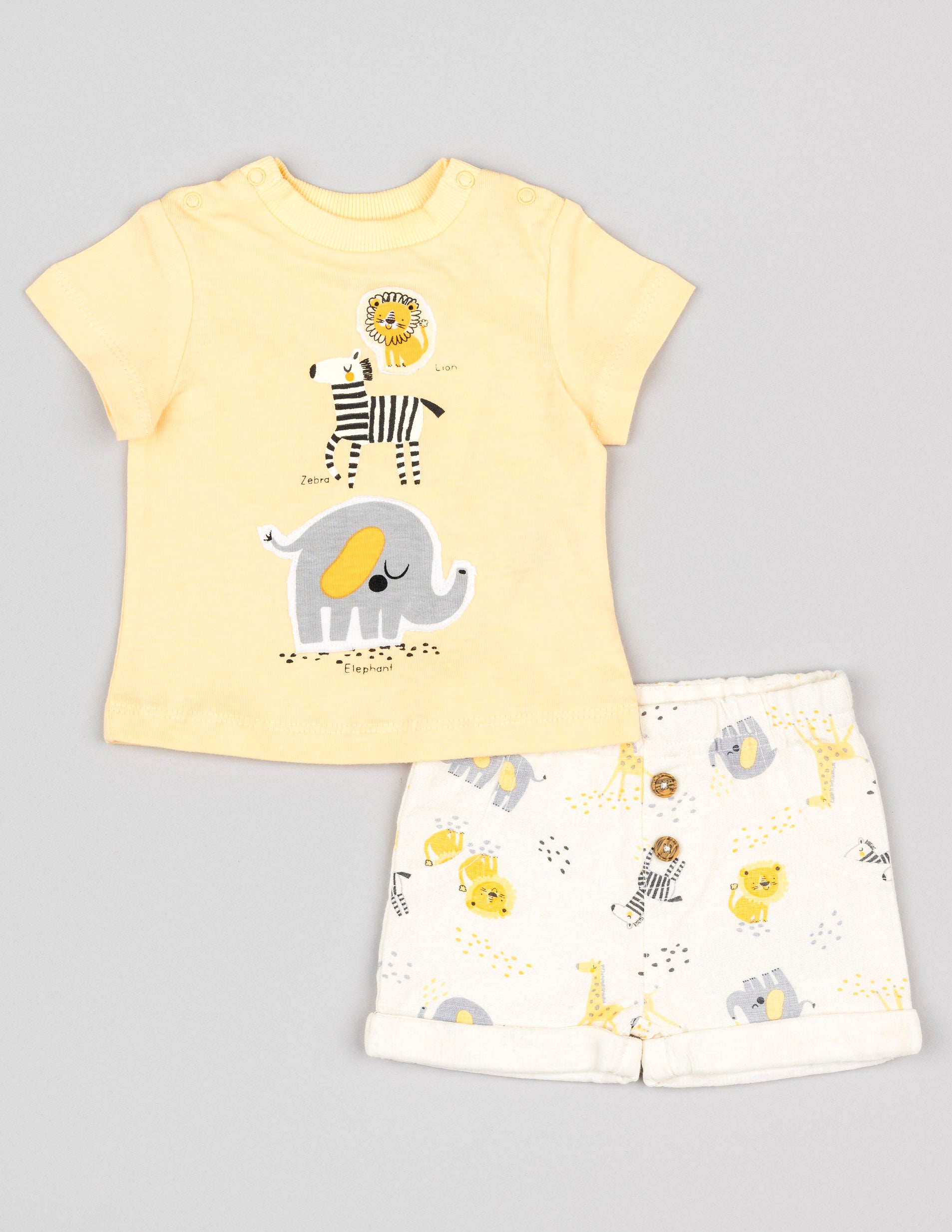 T-shirt + Calções para Recém-Nascido 'Selva', Branco/Amarelo