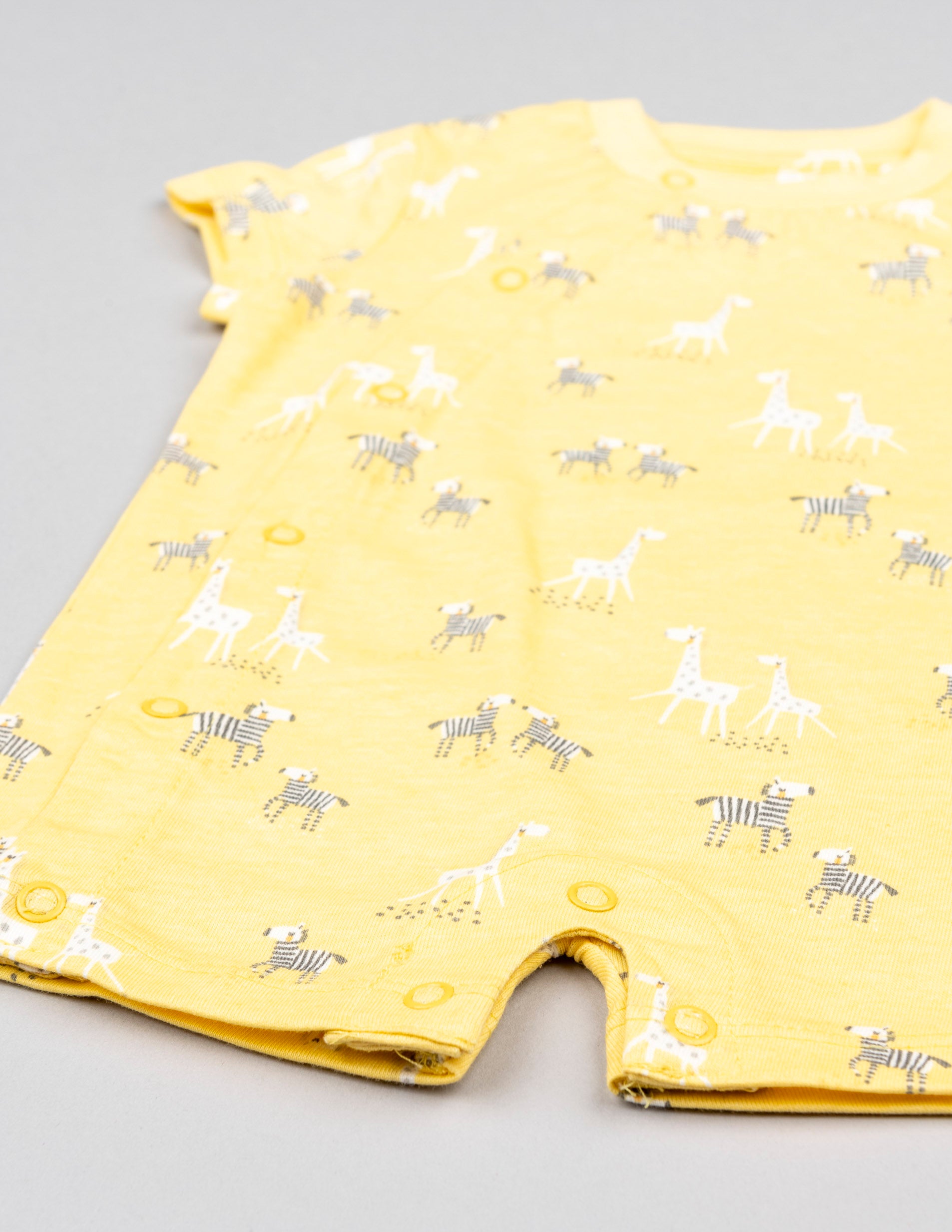 Macacão de Algodão para Recém-Nascido 'Girafas & Zebras', Amarelo