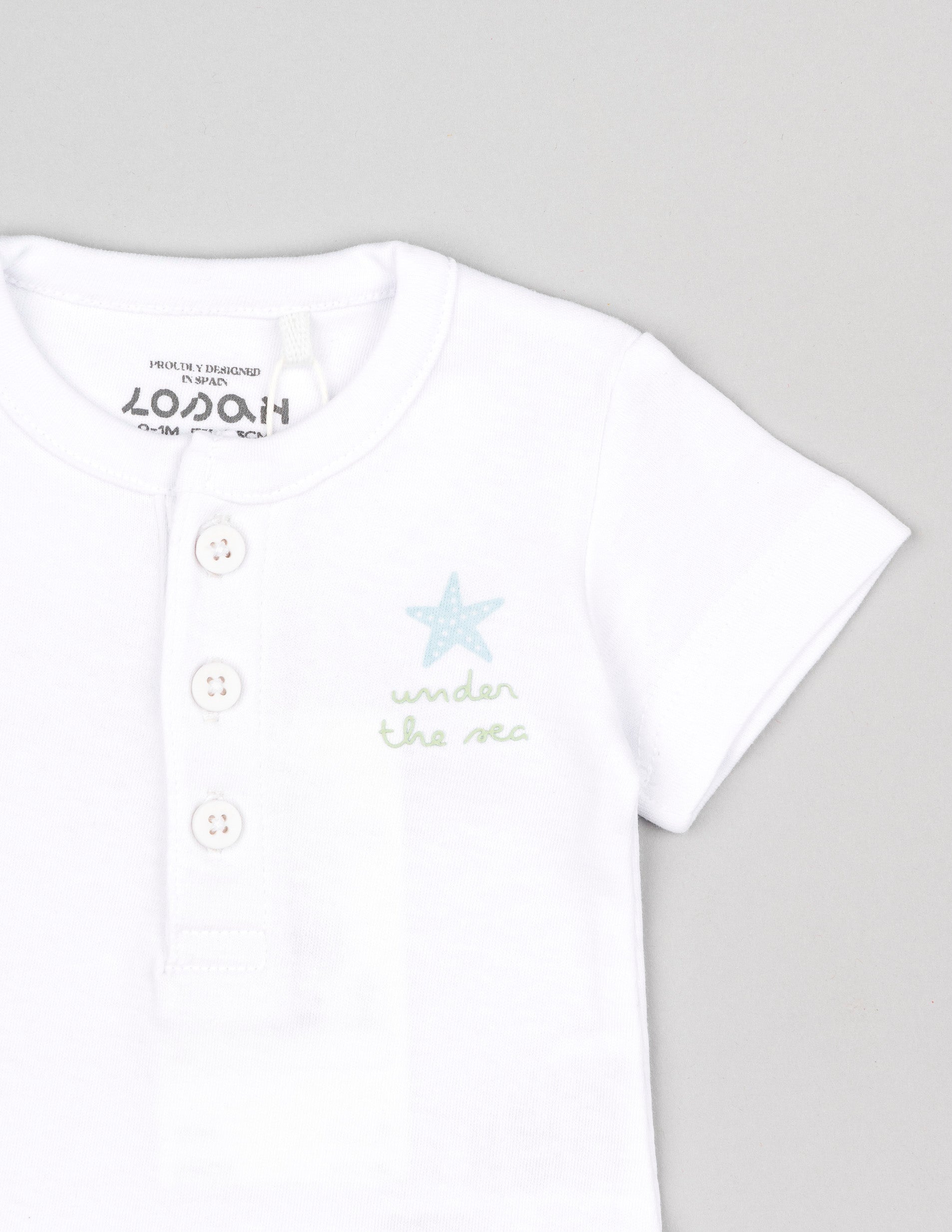 Body + Calções para Recém-Nascido 'Estrelas', Branco/Verde Água