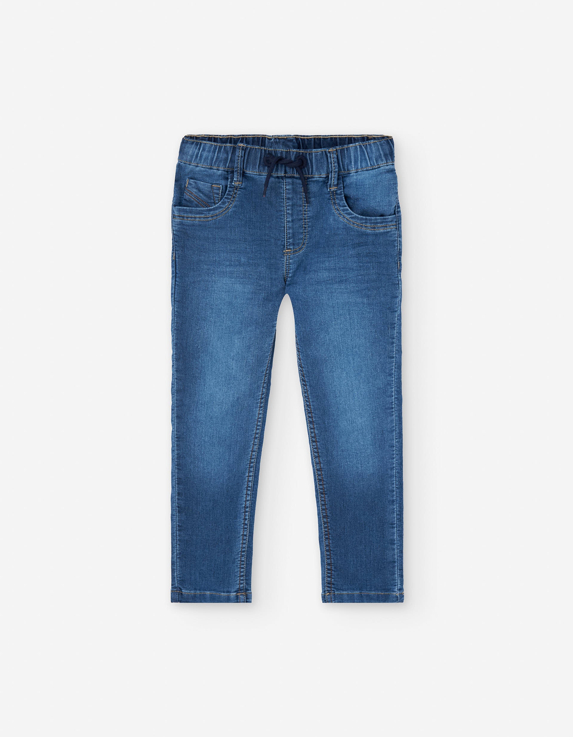 Denim trousers with decorative drawstring for boys, blue