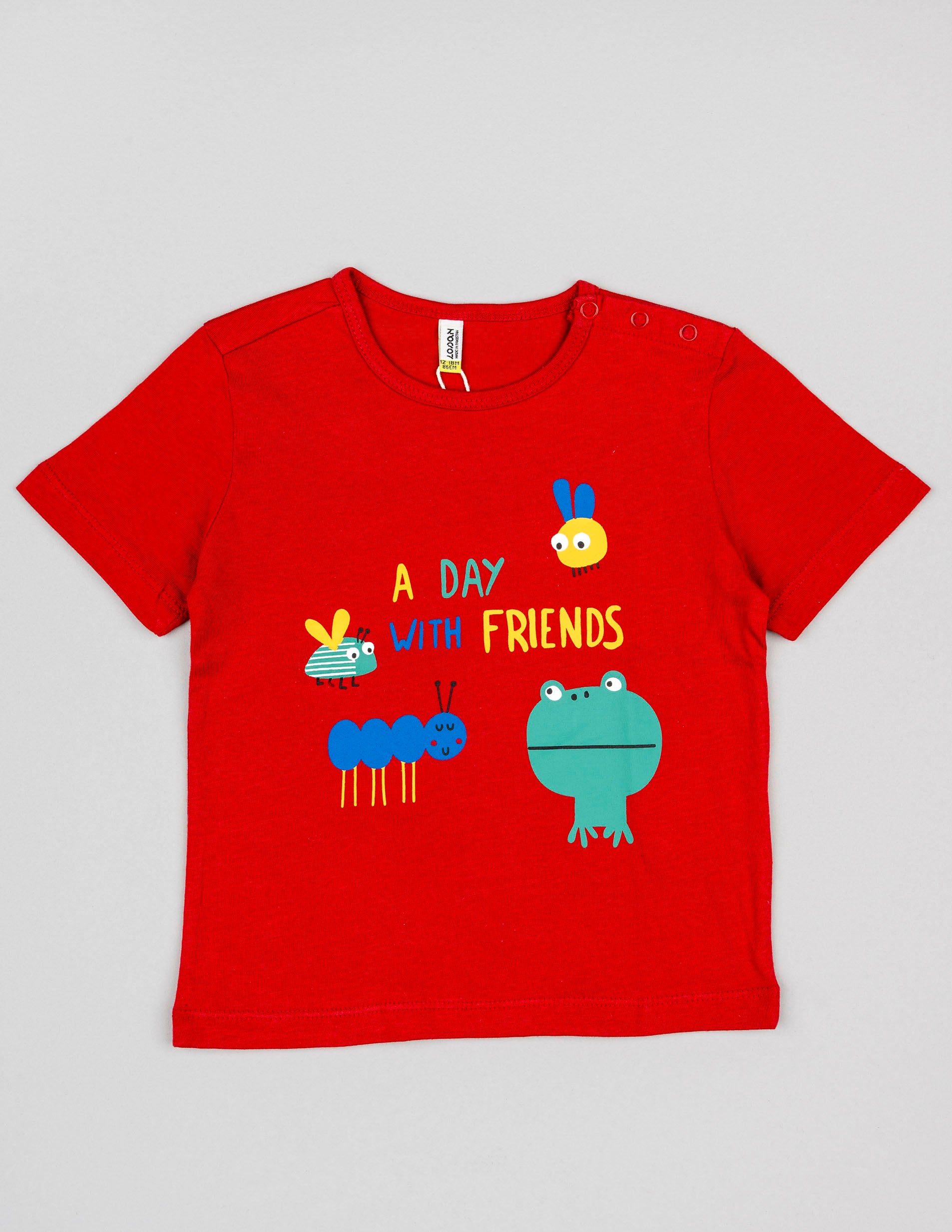 T-shirt de Algodão para Bebé Menino 'Friends', Vermelho