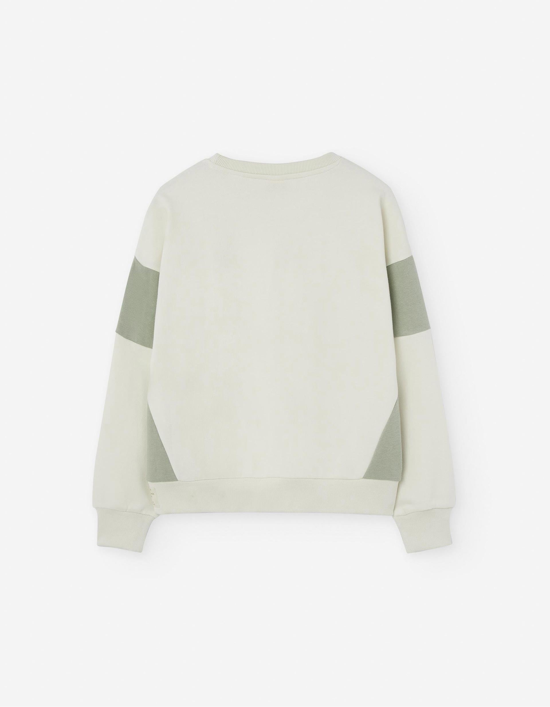 Sweat Bicolore pour Fille, Blanc/Vert Clair