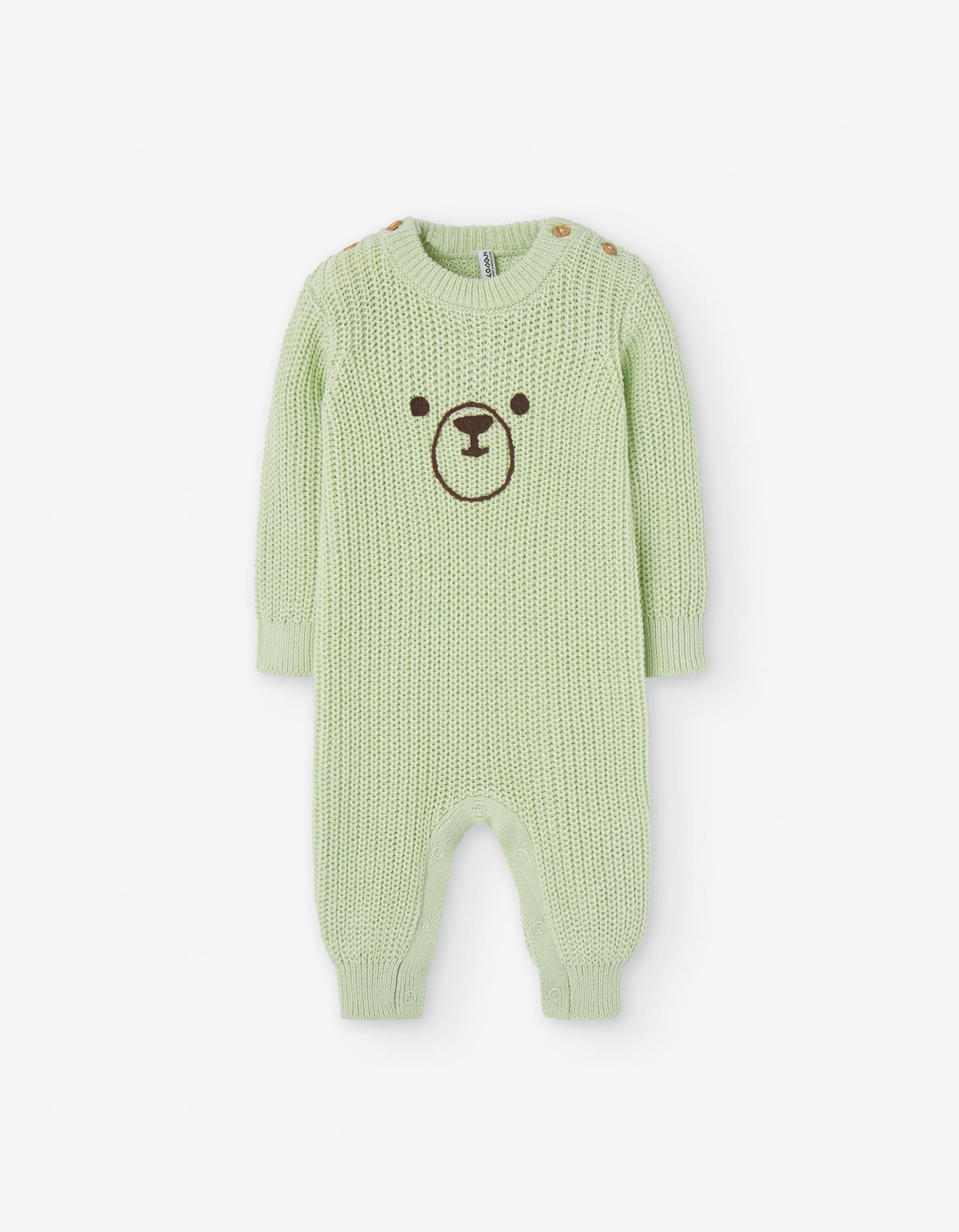 Babygrow de Malha com Bordados para Recém-Nascido, Verde