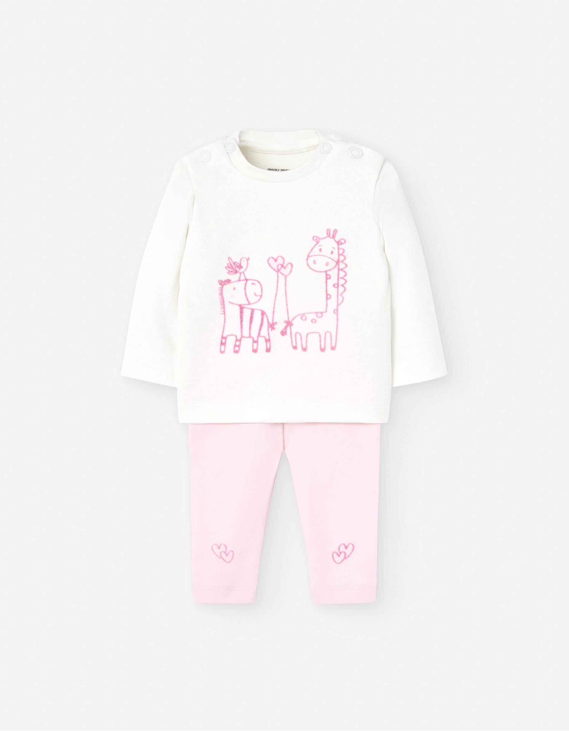 Ensemble pour Nouveau-née 'Girafe&Zèbre', Blanc/Rose