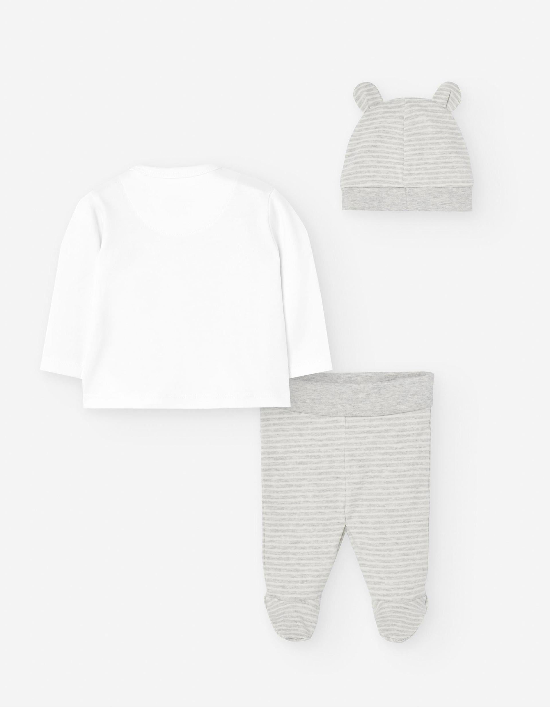 Ensemble de 3 Pièces pour Nouveau-né 'Mouton', Gris/Blanc