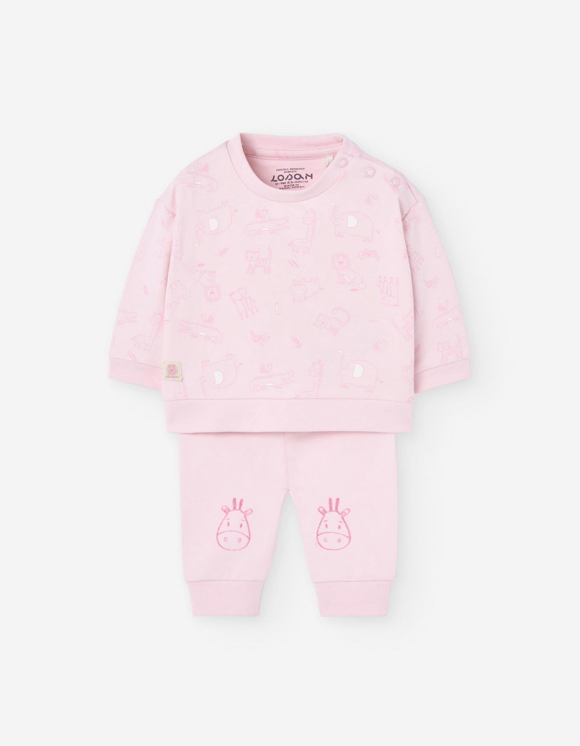 Ensemble de Sweat + Jogpant pour Nouveau-née 'Safari', Rose