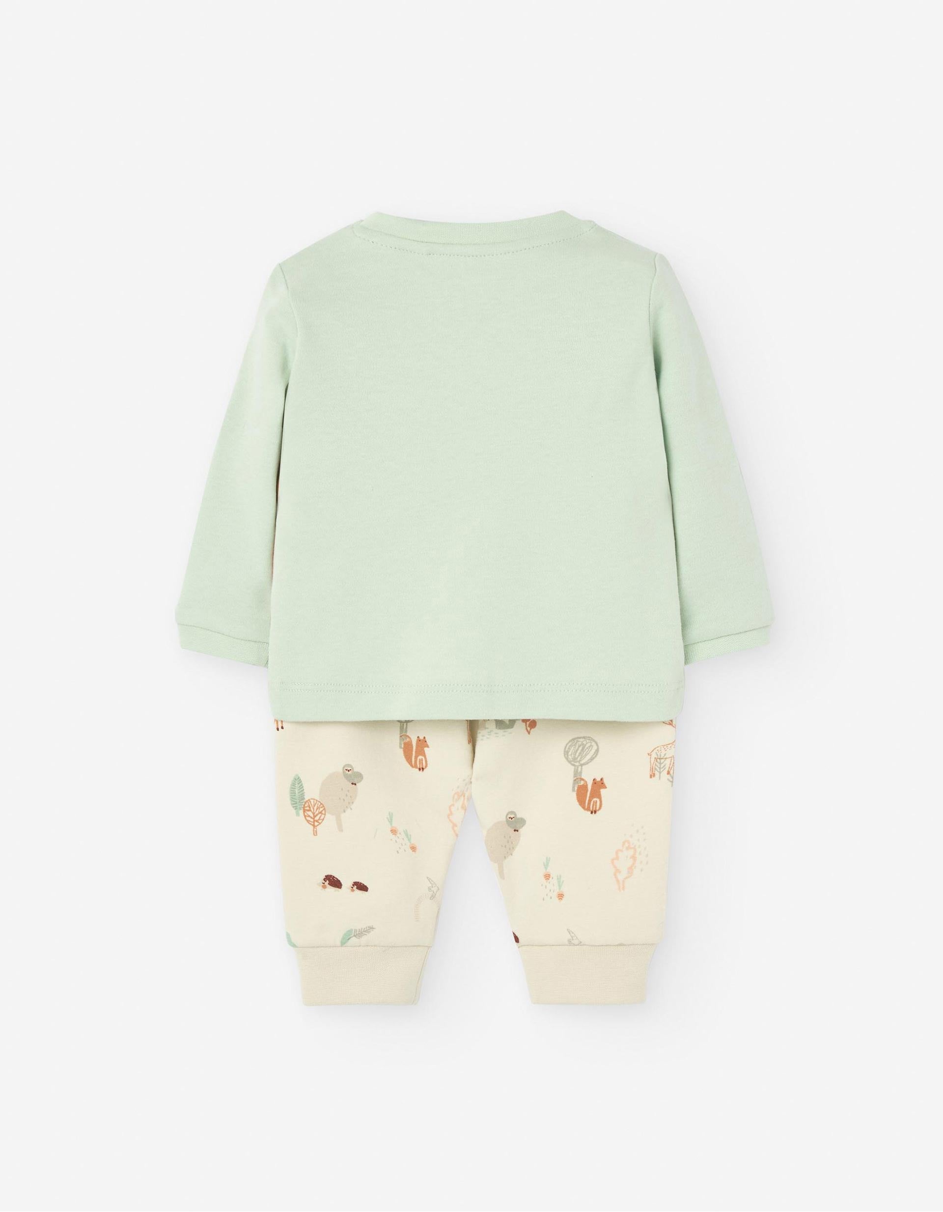 Ensemble de Sweat + Jogpant pour Nouveau-né 'Forêt', Beige/Vert