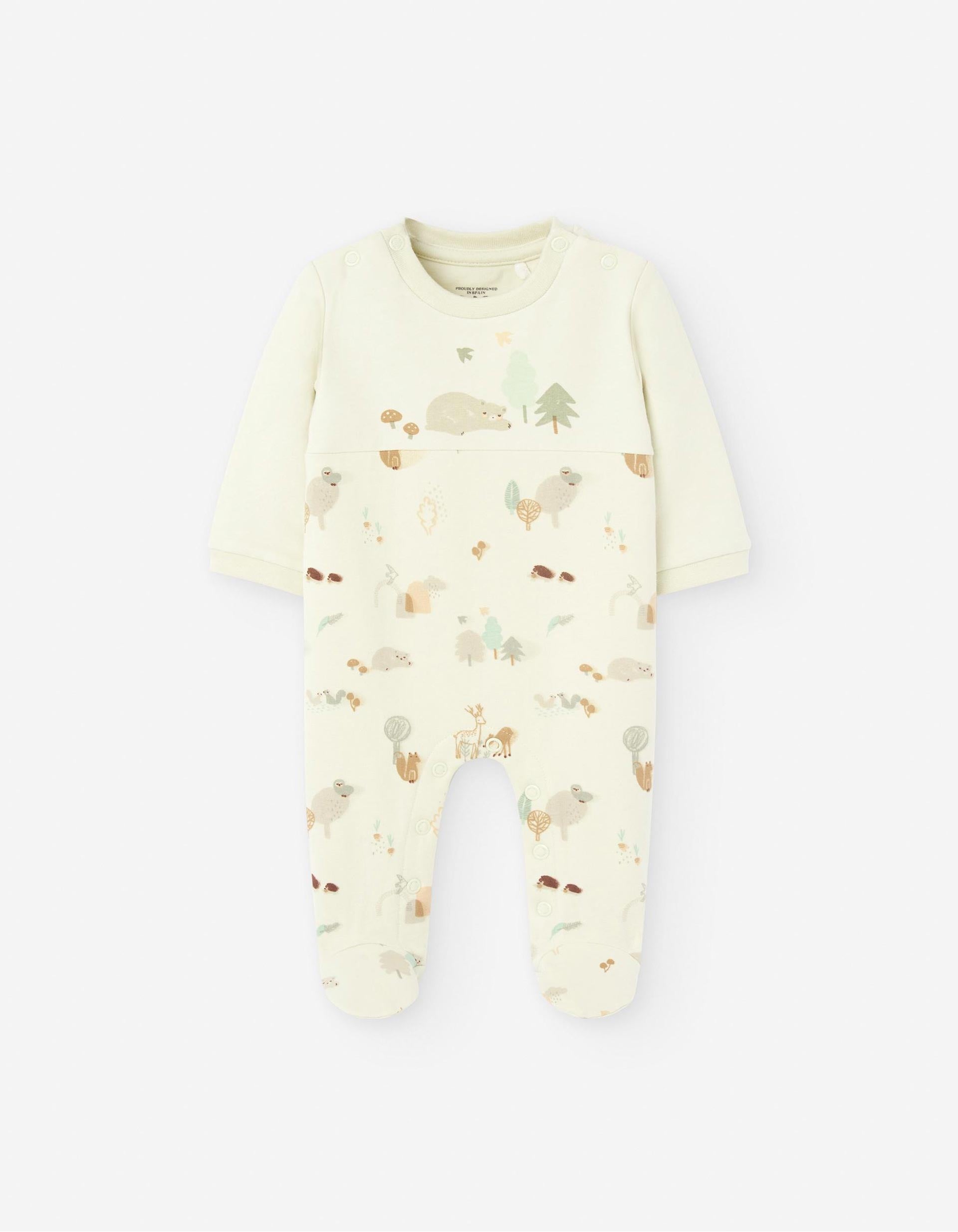 Babygrow com Motivo para Recém-Nascido 'Floresta', Bege