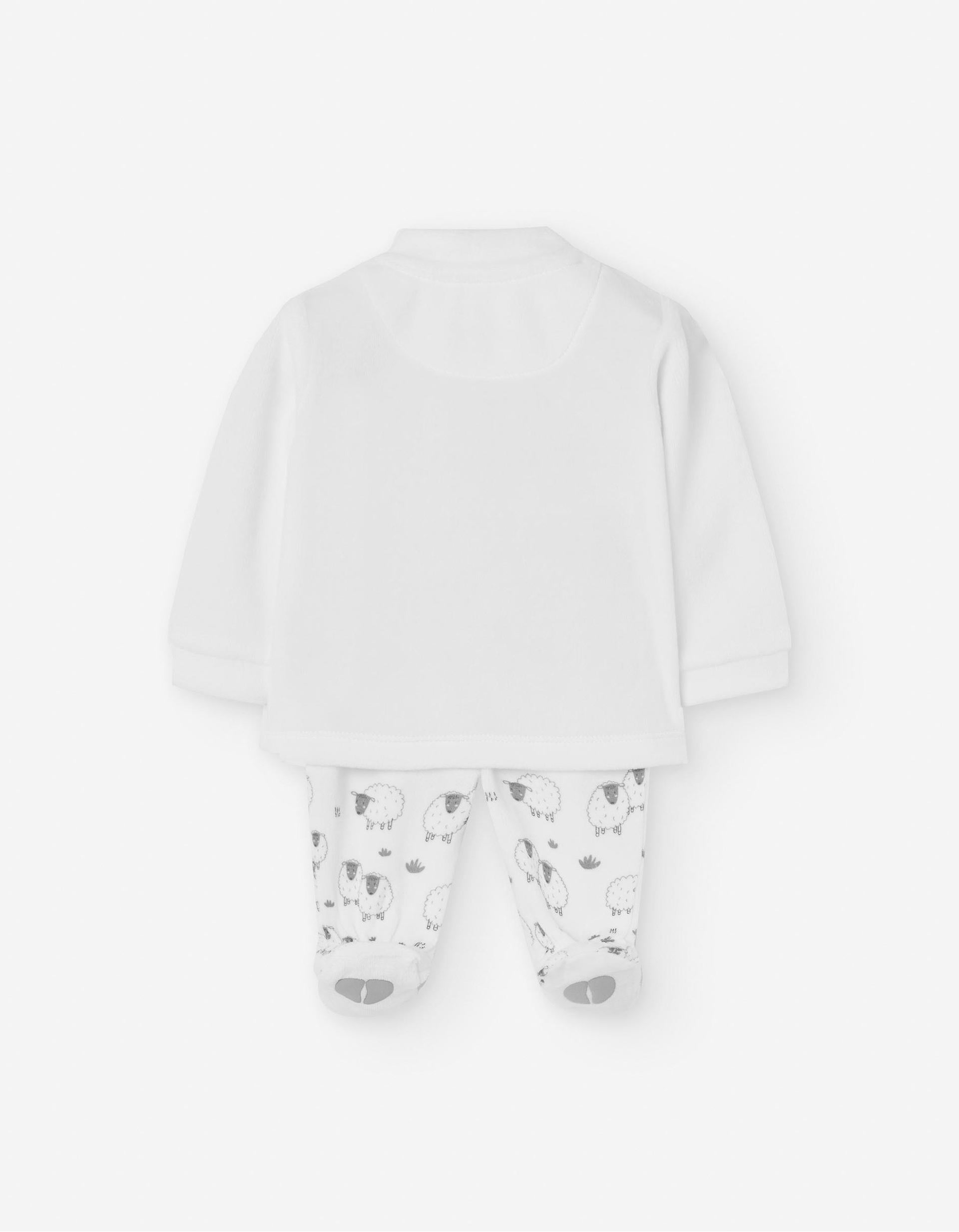 Pyjama en Velours pour Nouveau-né 'Mouton', Blanc/Gris