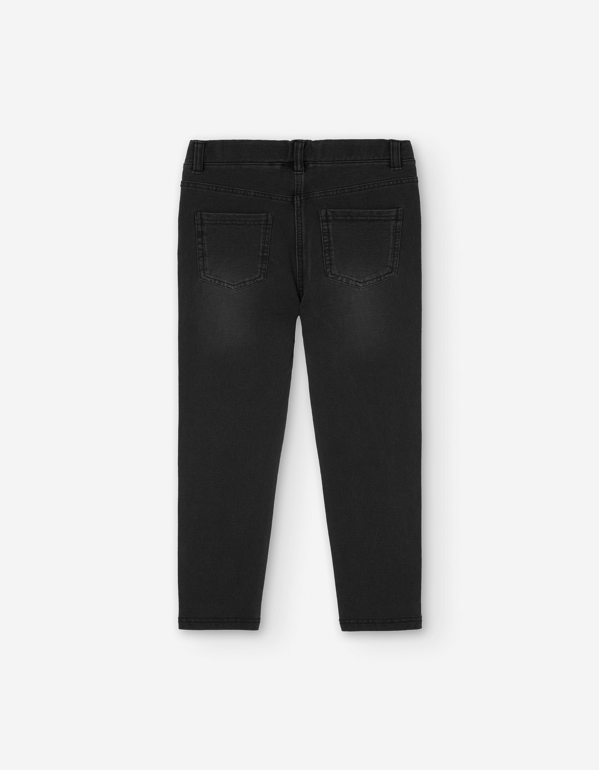 Jeggings de algodão com cintura elástica para menina, cinza-escuro