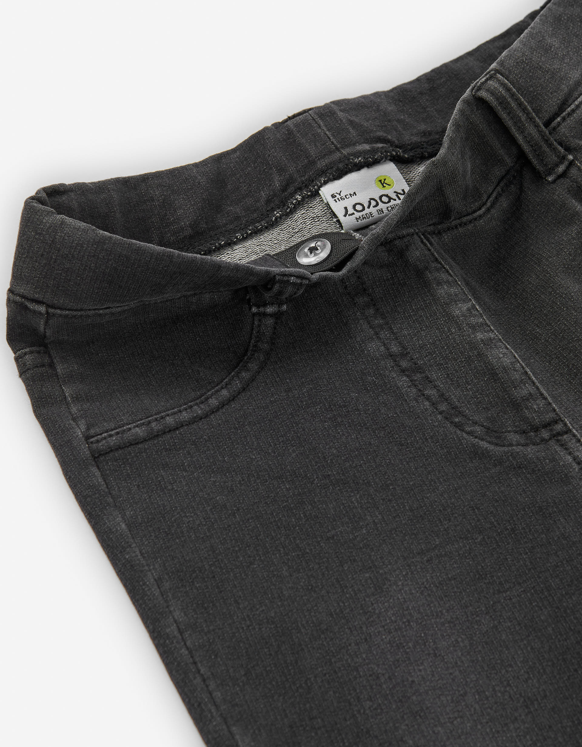 Jeggings de algodão com cintura elástica para menina, cinza-escuro