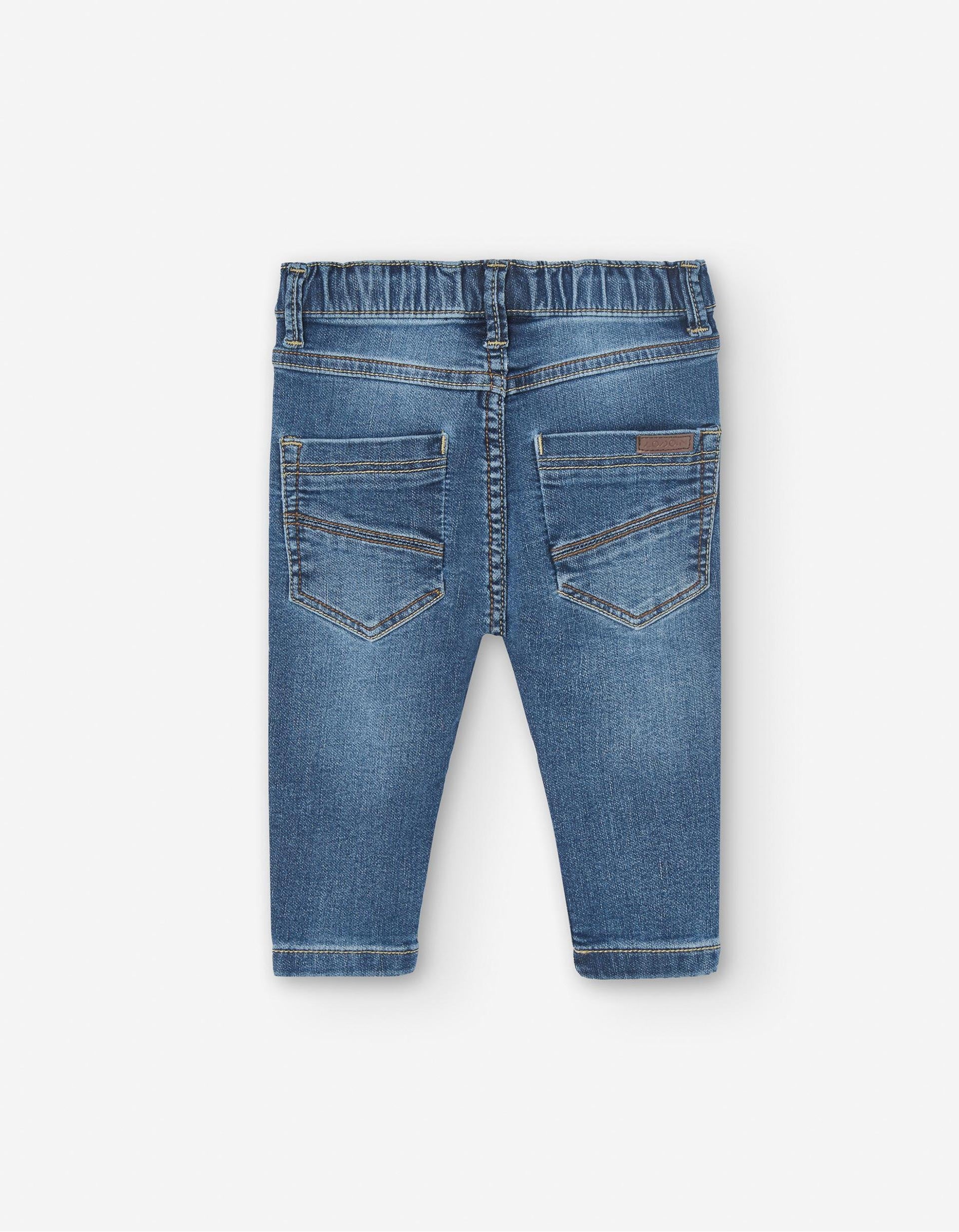Slim fit jeans with elastic waistband for baby boys, blue