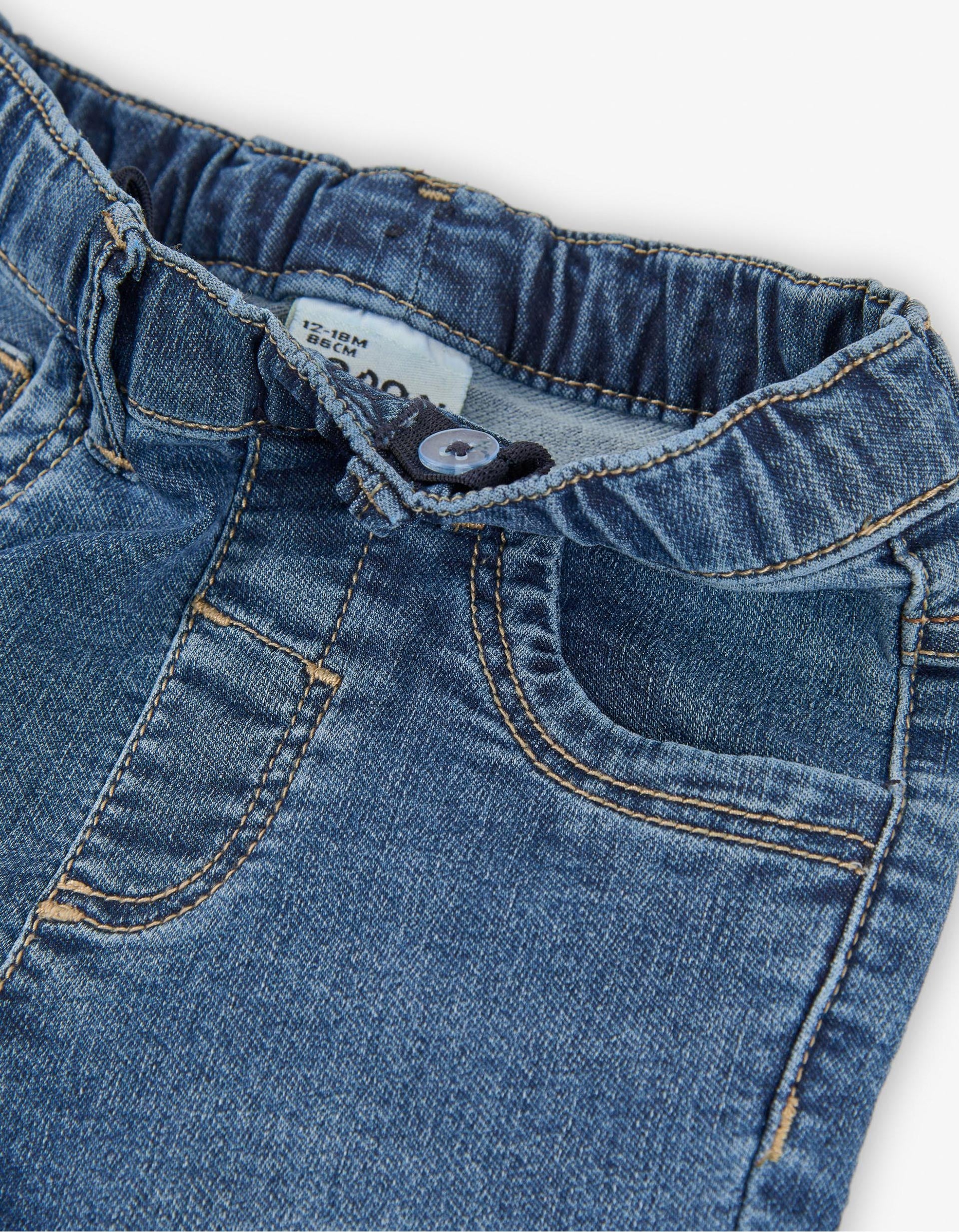 Slim fit jeans with elastic waistband for baby boys, blue