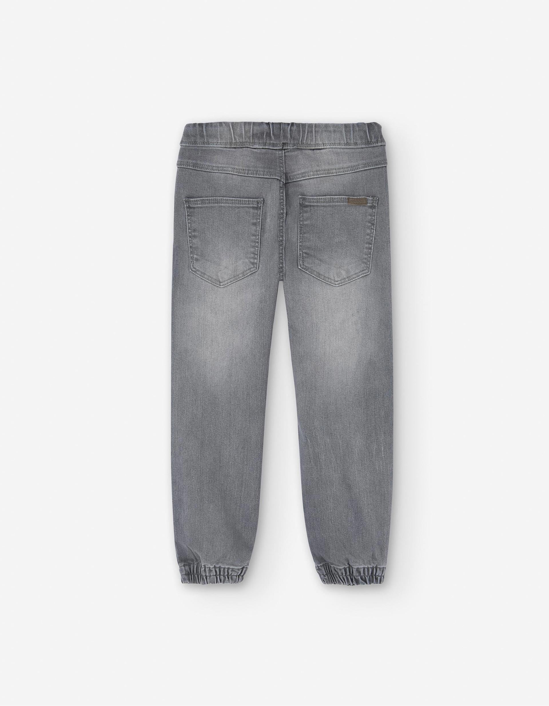 Denim joggers with functional drawstring for boys, grey