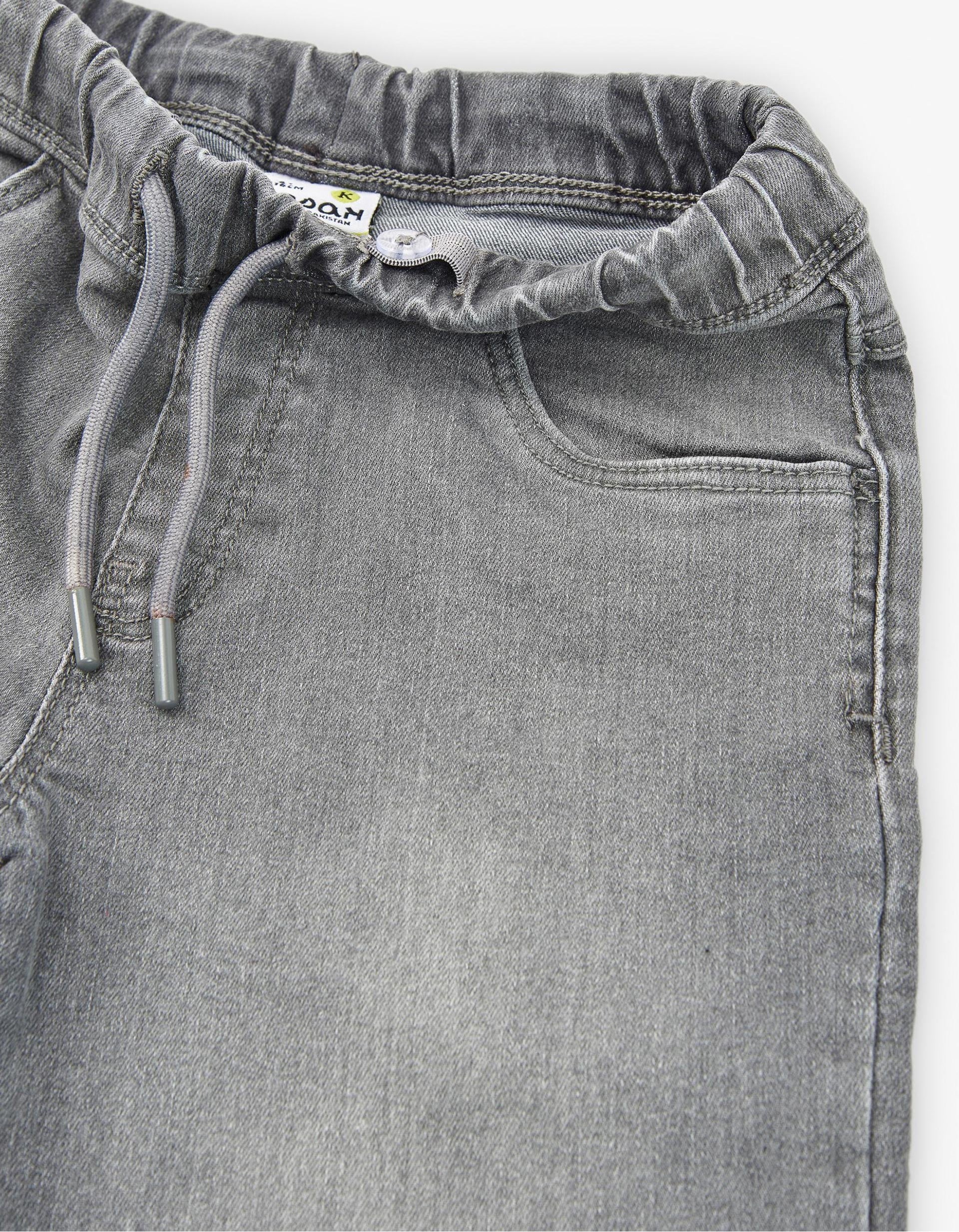 Denim joggers with functional drawstring for boys, grey