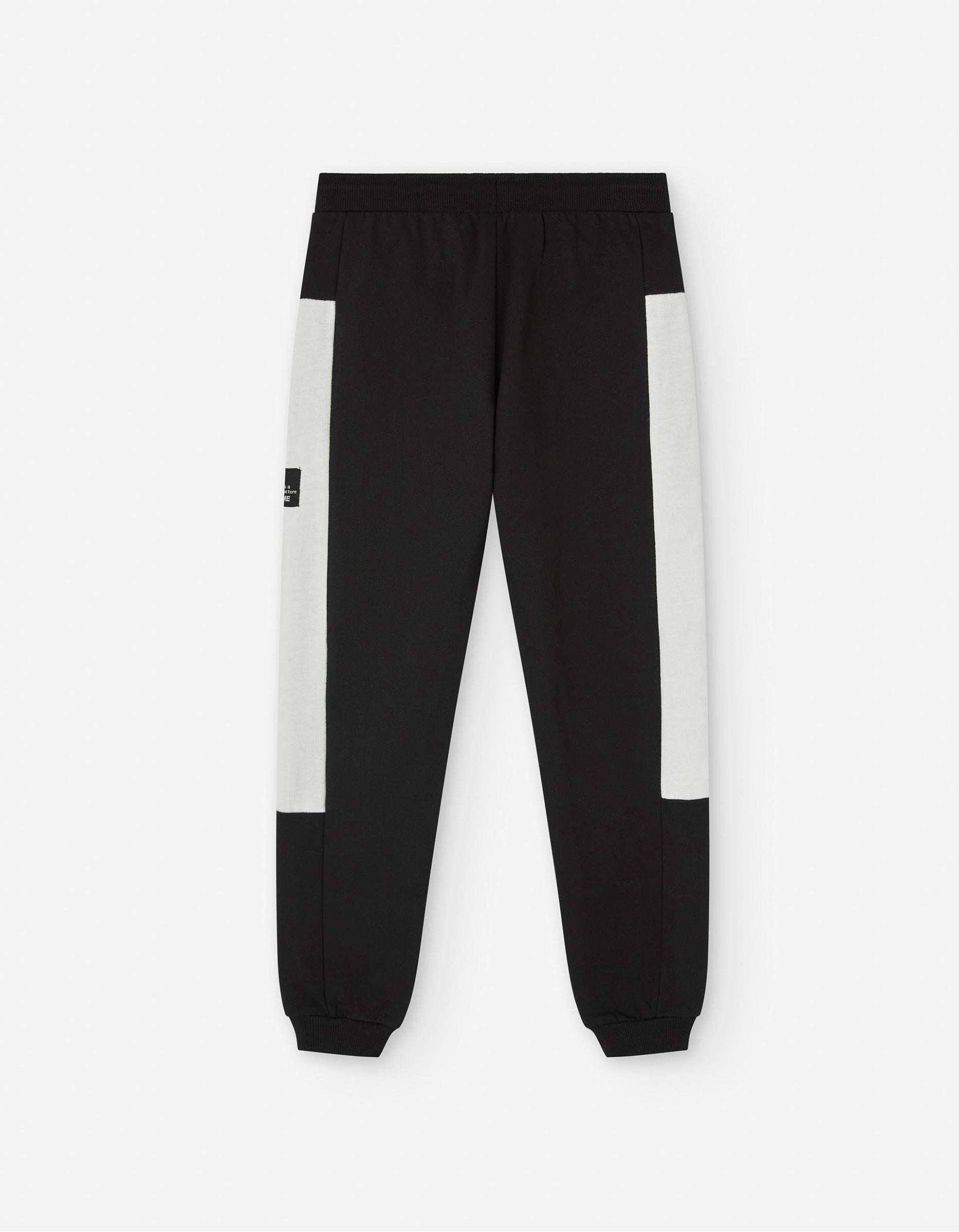 Calças Joggers Bicolores para Menino, Preto/Branco