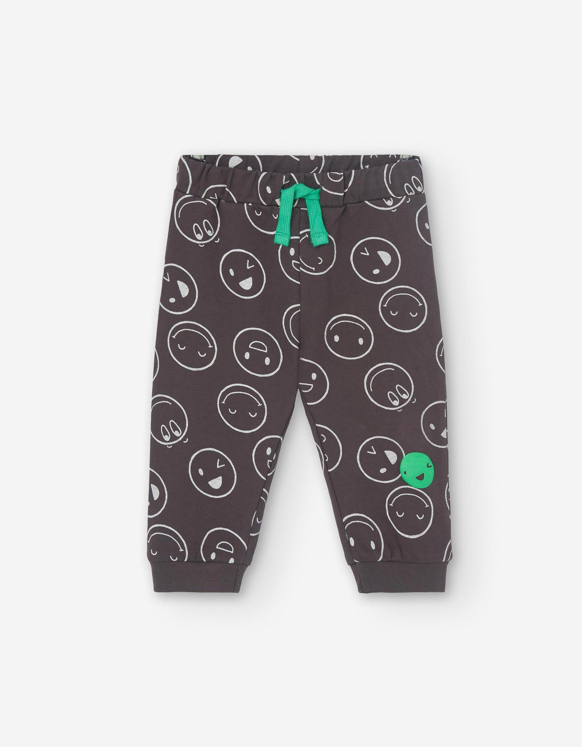 Calças com Estampado para Bebé Menino 'Smiley', Cinza/Verde