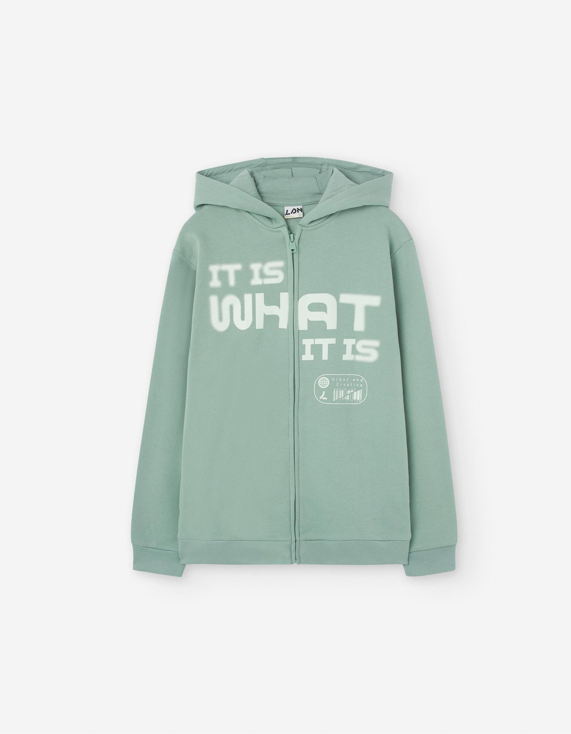 Veste à Capuche pour Garçon 'It Is What It Is', Vert Eau