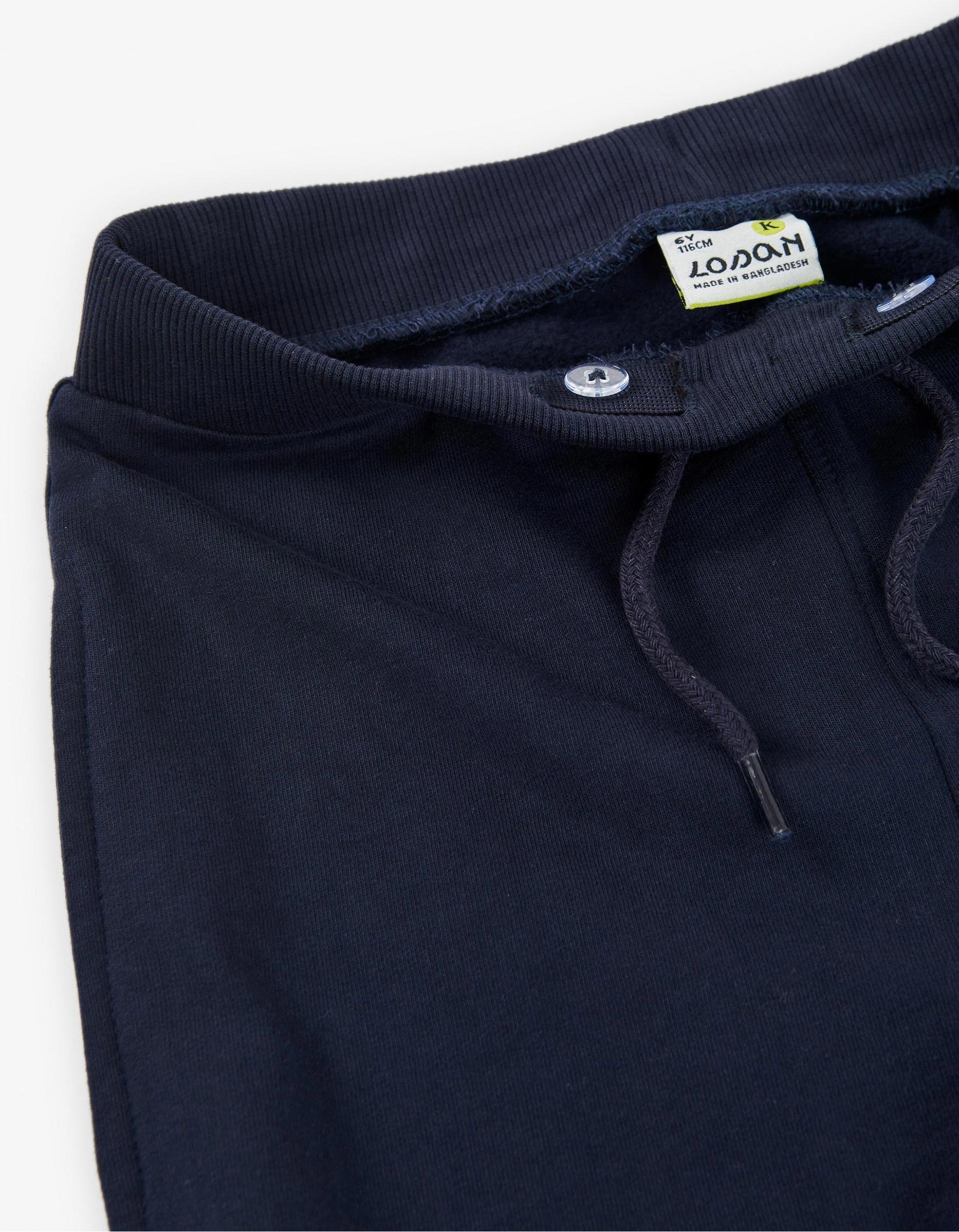 Cotton brushed joggers with functional drawstring for boys, dark blue