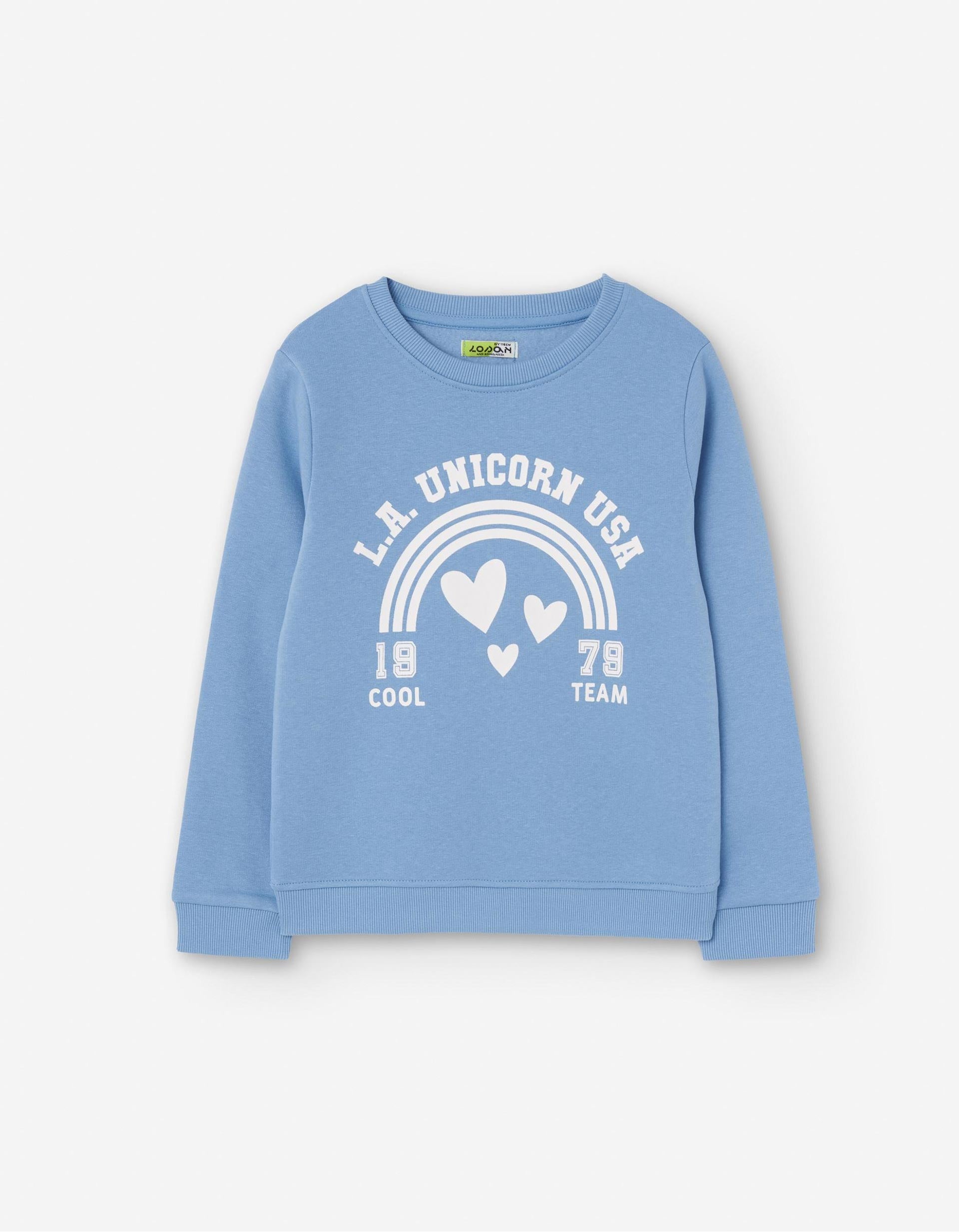 Sudadera Perchada para Niña 'Unicornio', Azul