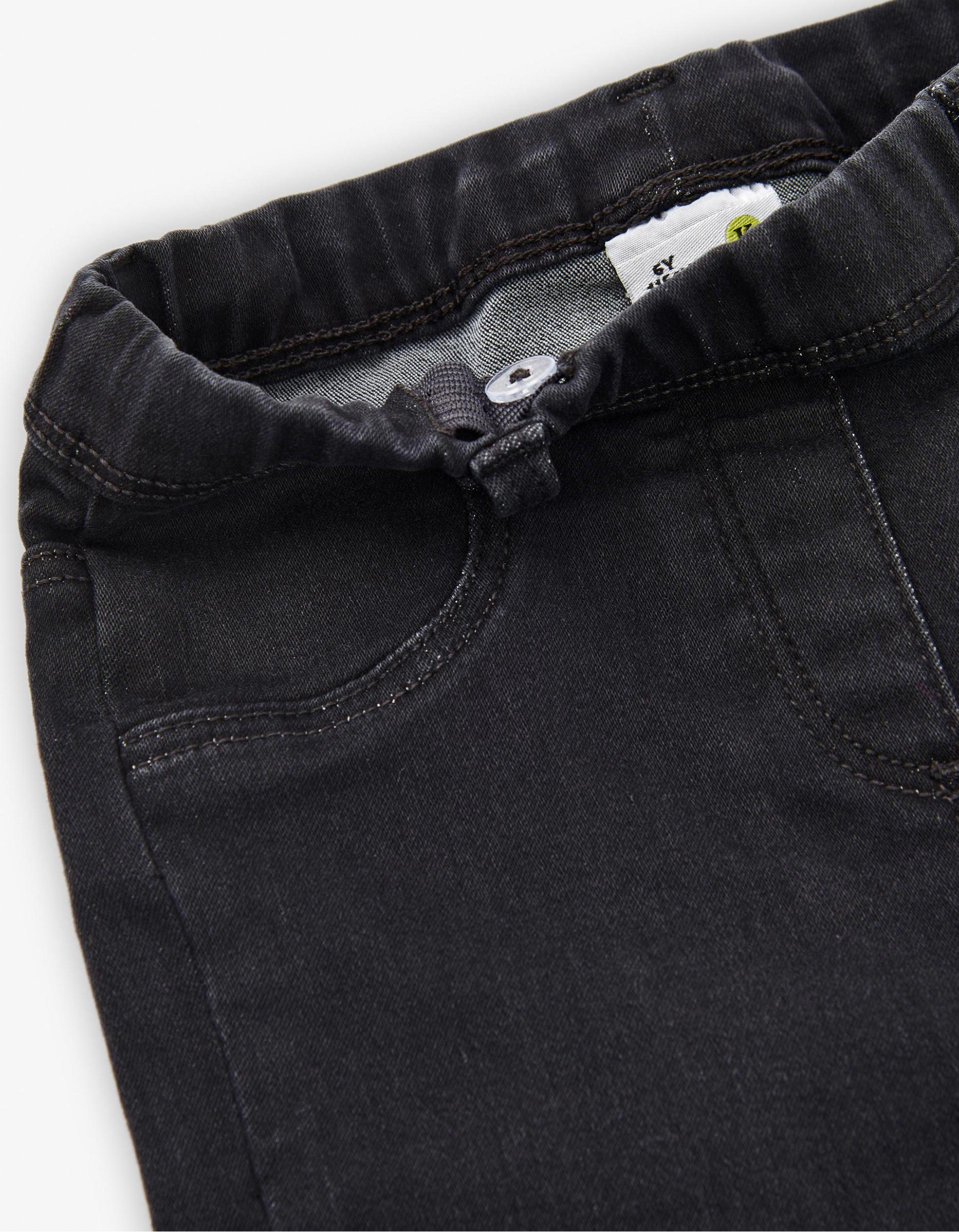 Jeggings com cintura elástica para menina, cinza-escuro