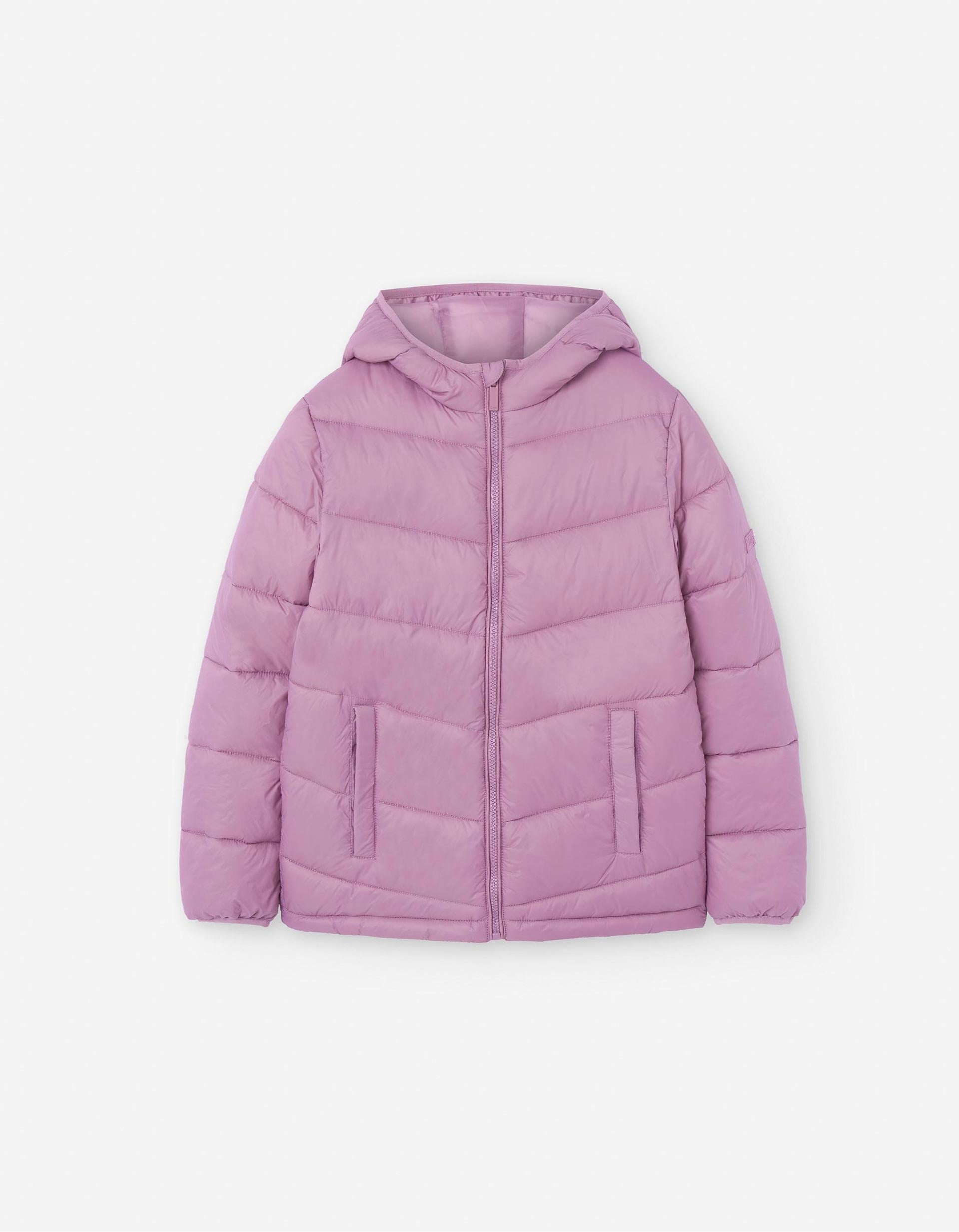 Chaqueta Acolchada con Capucha para Niña, Rosa