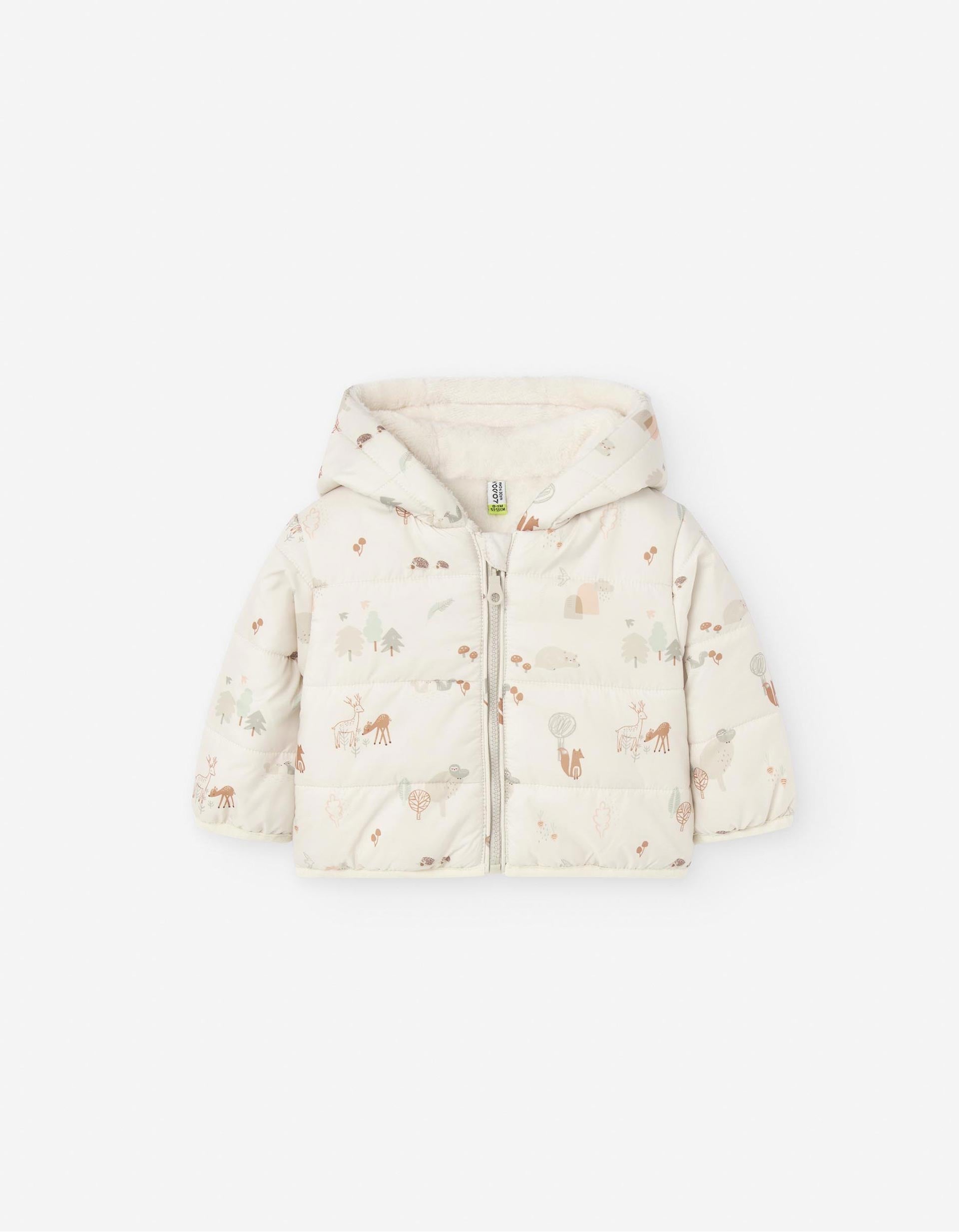 Chaqueta Acolchada con Motivo para Recién Nacida 'Floresta', Beige