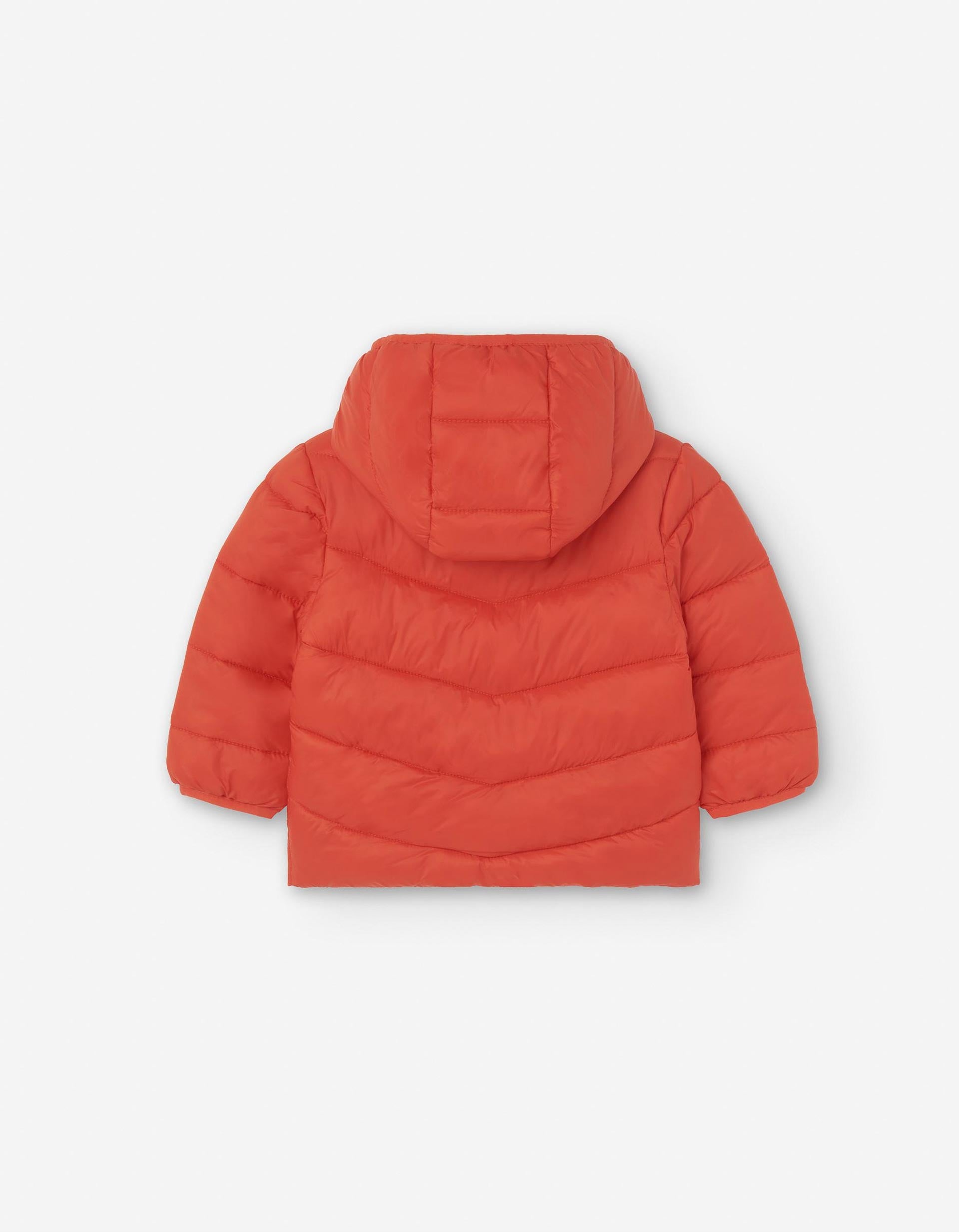 Casaco acolchoado de nylon com capuz para bebé menino, vermelho