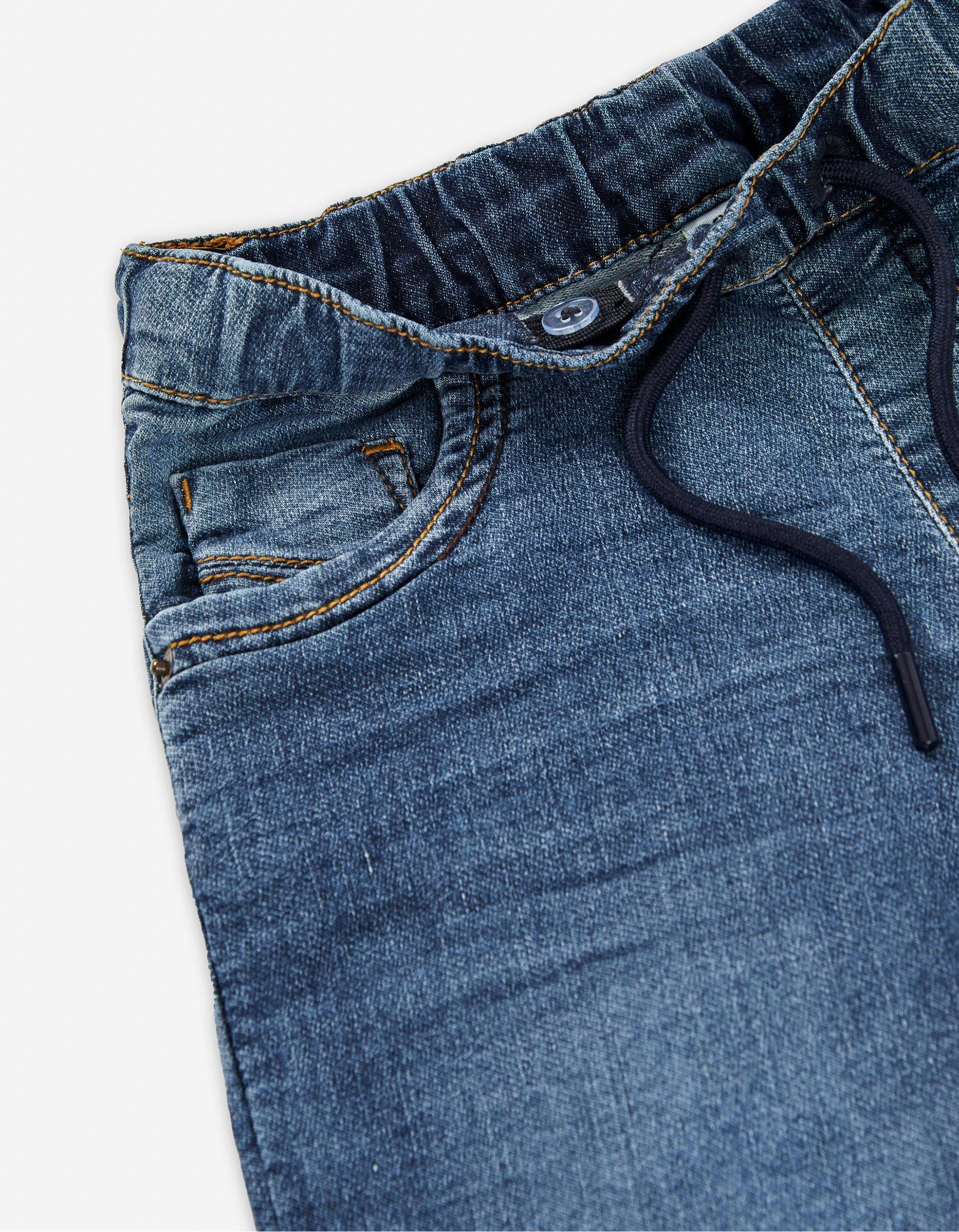 Denim joggers with functional drawstring for boys, blue