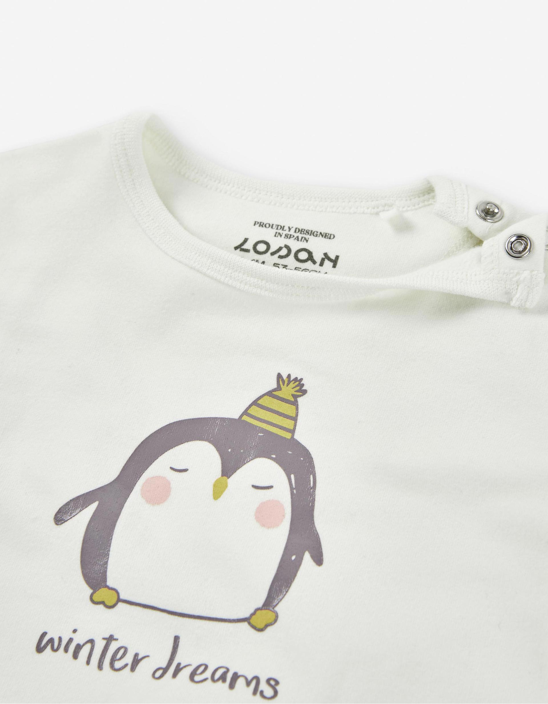 Ensemble Sweat + Jogpant pour Nouveau-né 'Pingouin', Gris/Blanc