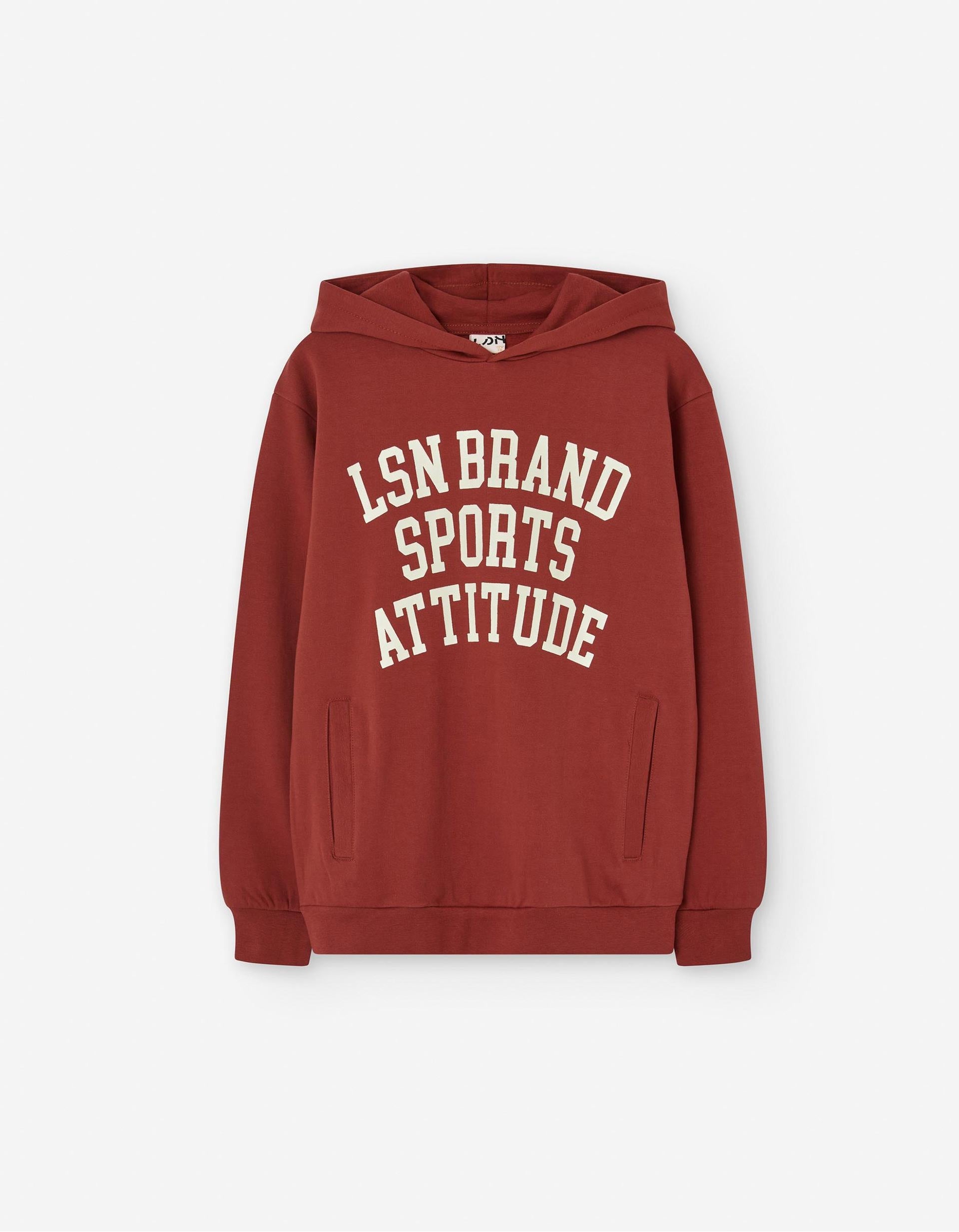 Sweat en Coton avec Capuche pour Garçon 'Attitude', Rouge