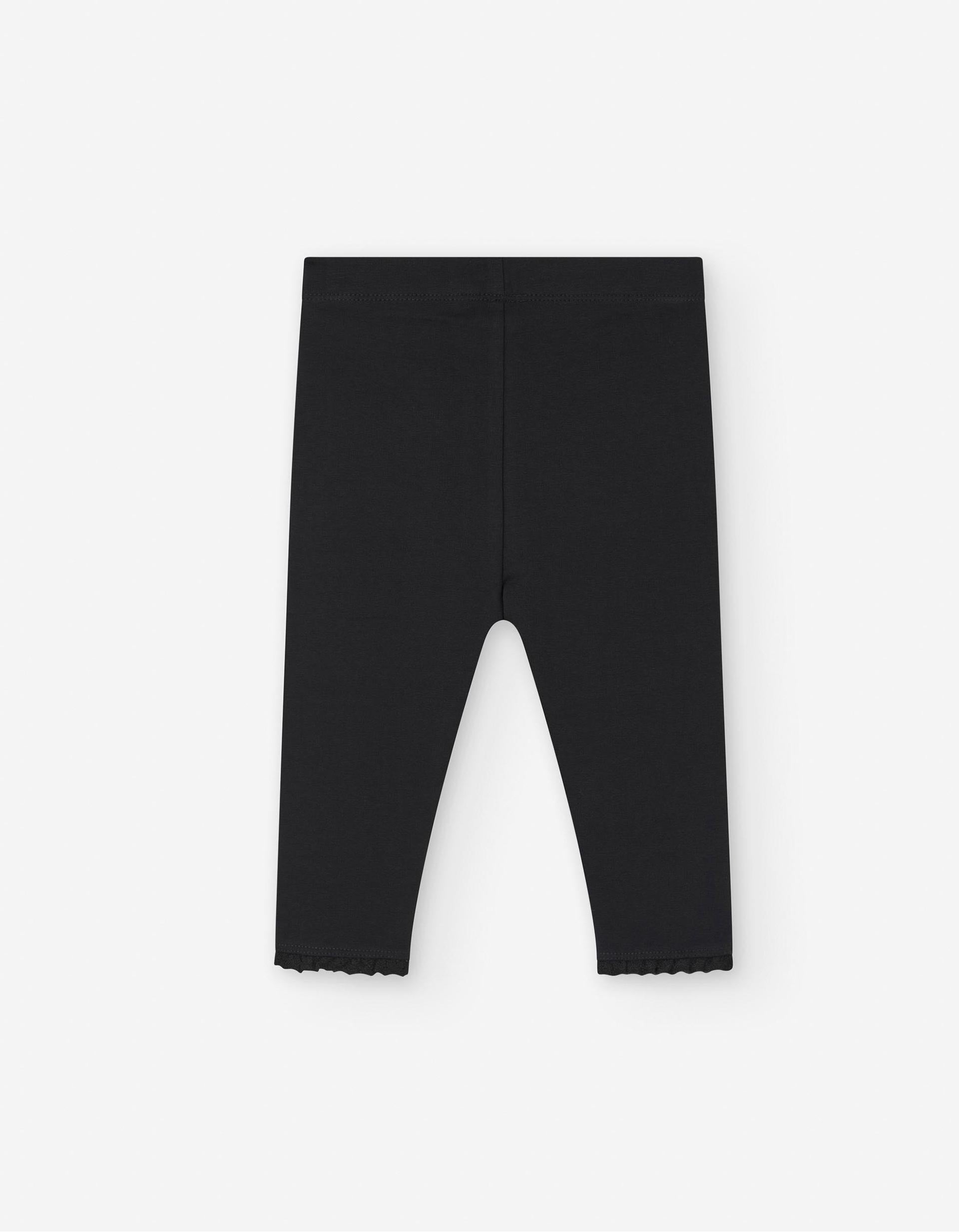 Leggings Com Bainhas Onduladas para Bebé Menina, Preto