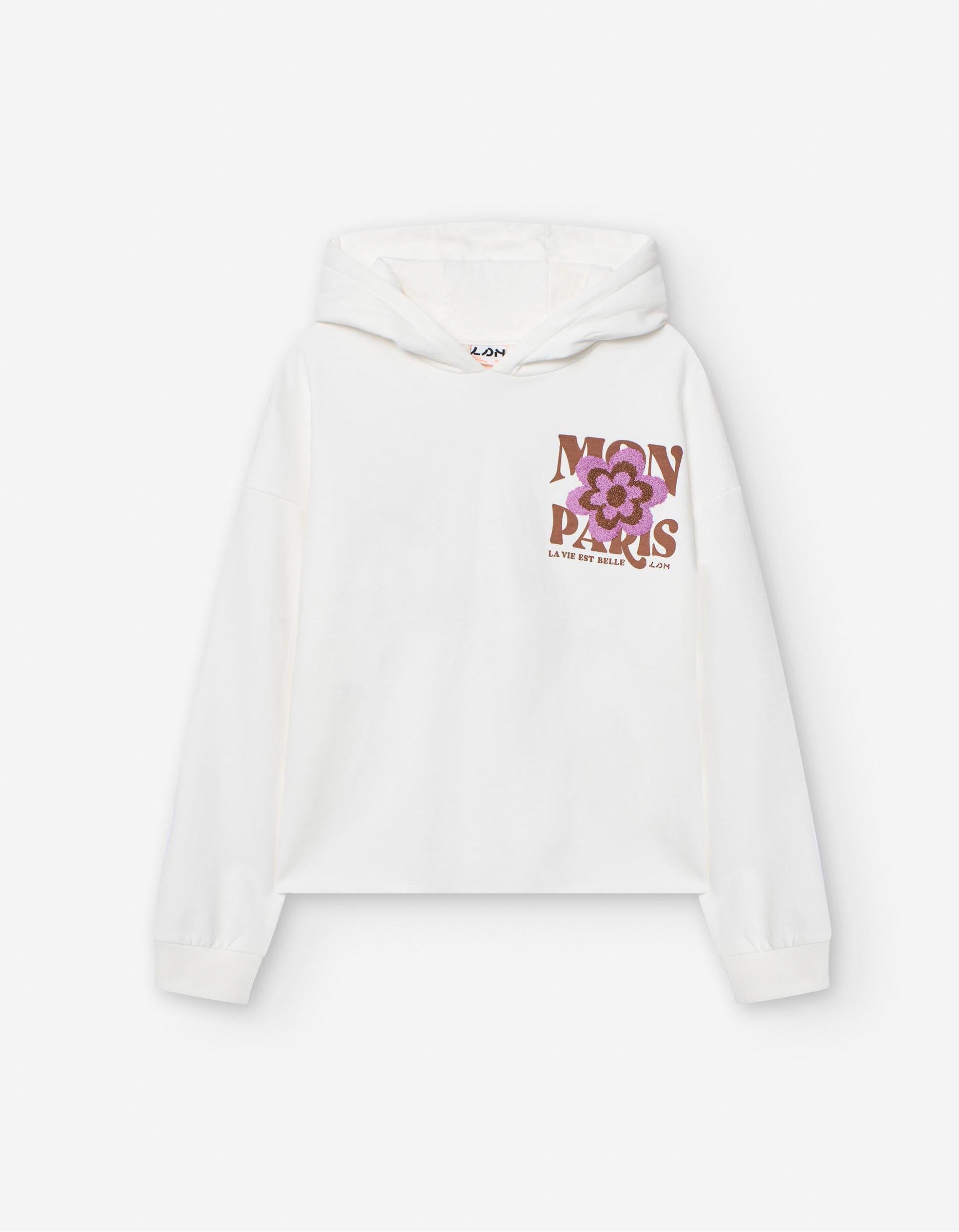 Sweat com Capuz para Menina 'Flor', Branco