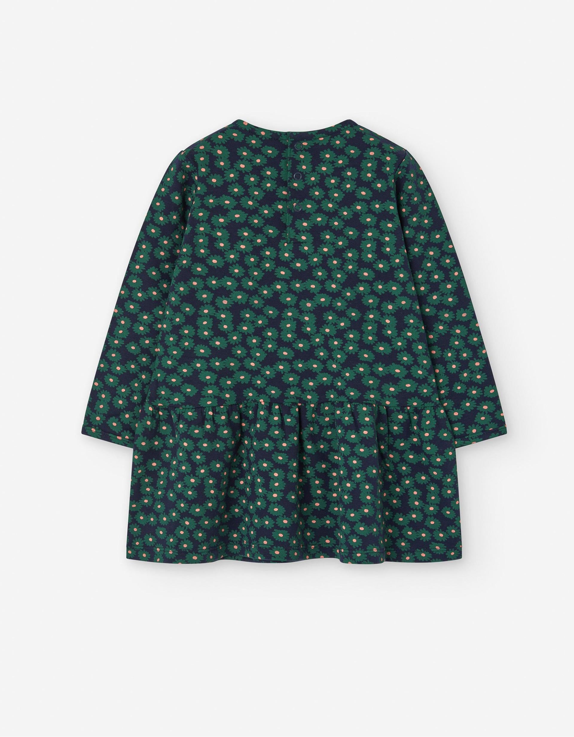 Robe Florale pour Bébé Fille, Bleu/Vert