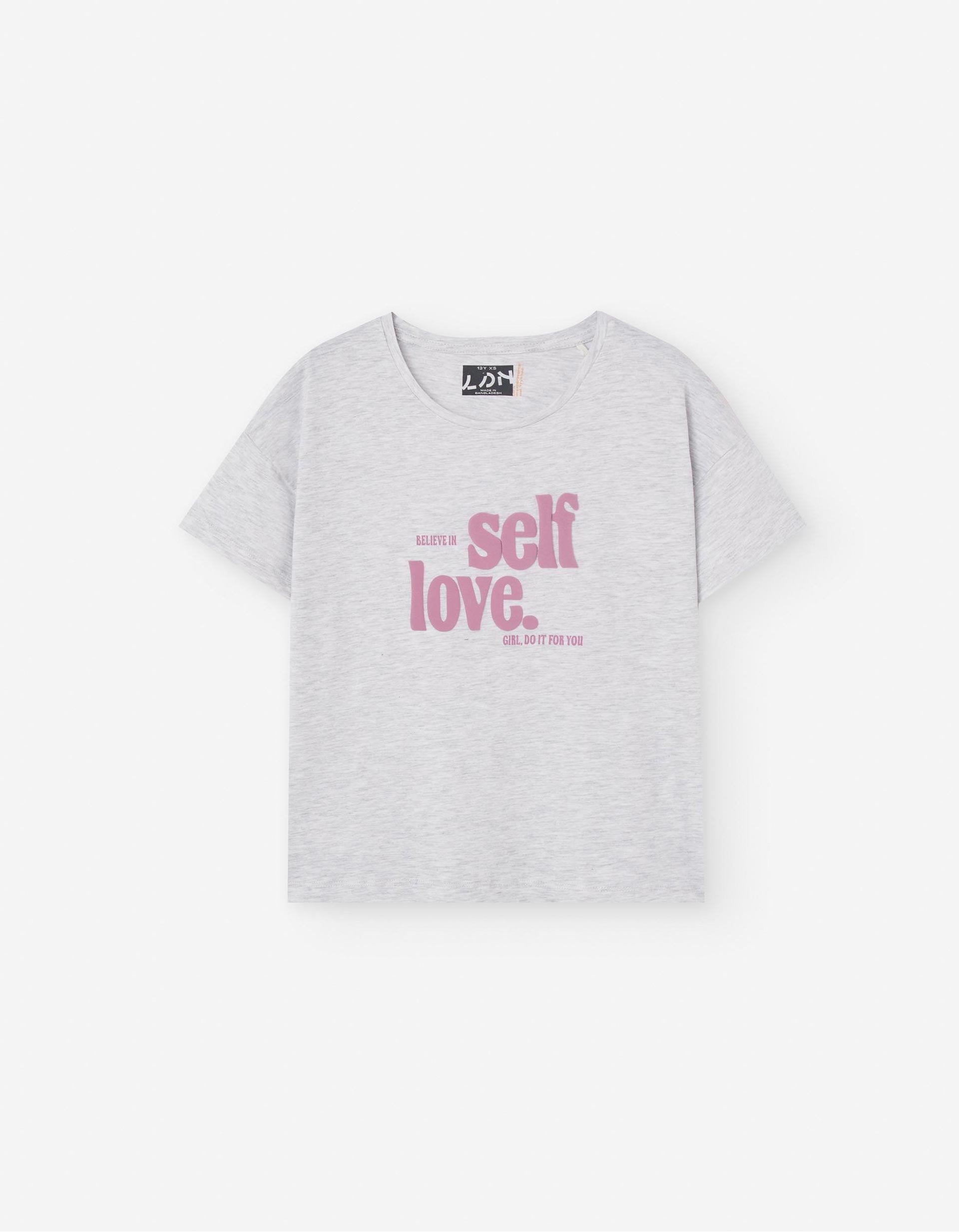 Camiseta con Estampado para Niña 'Self Love', Gris