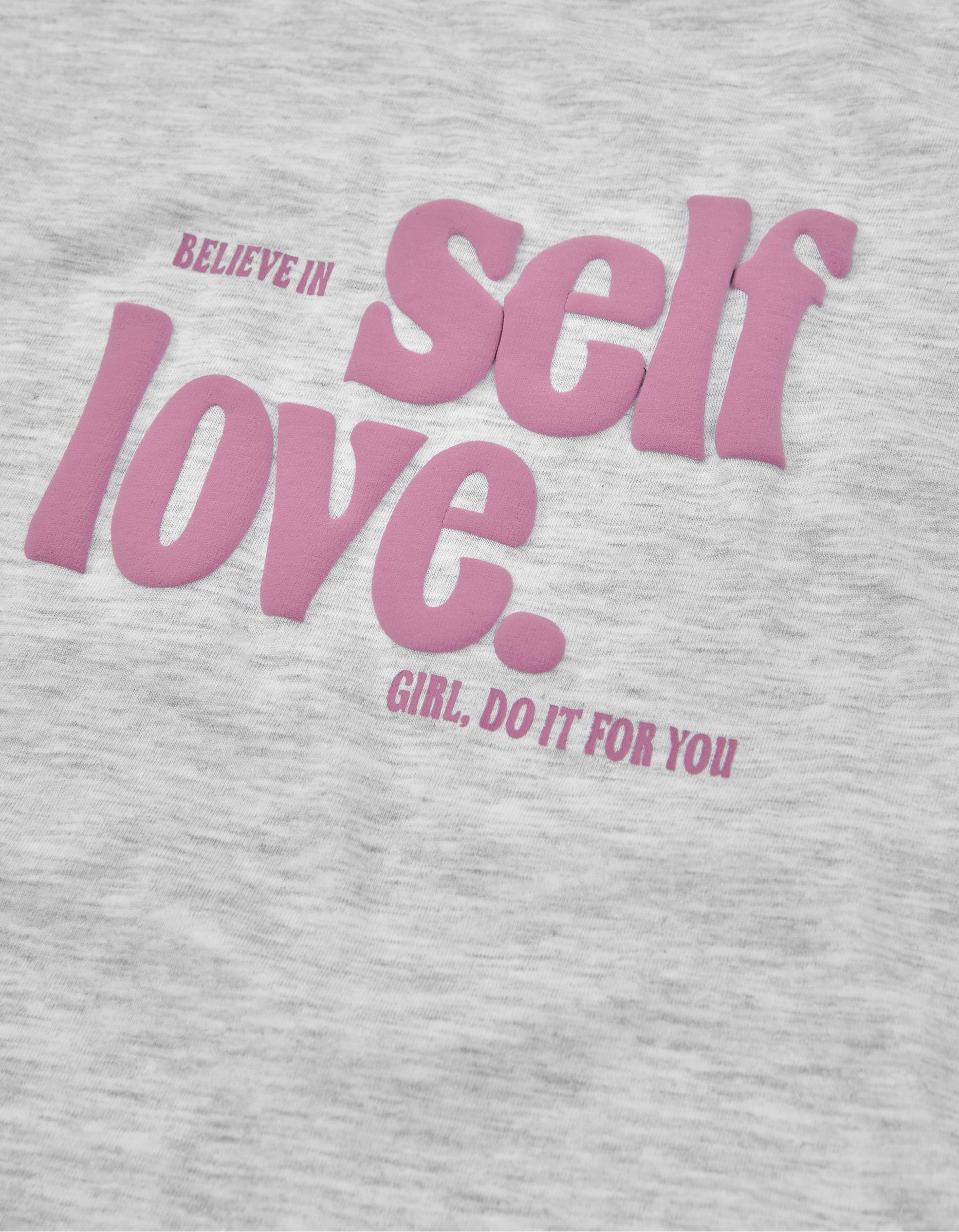 Camiseta con Estampado para Niña 'Self Love', Gris