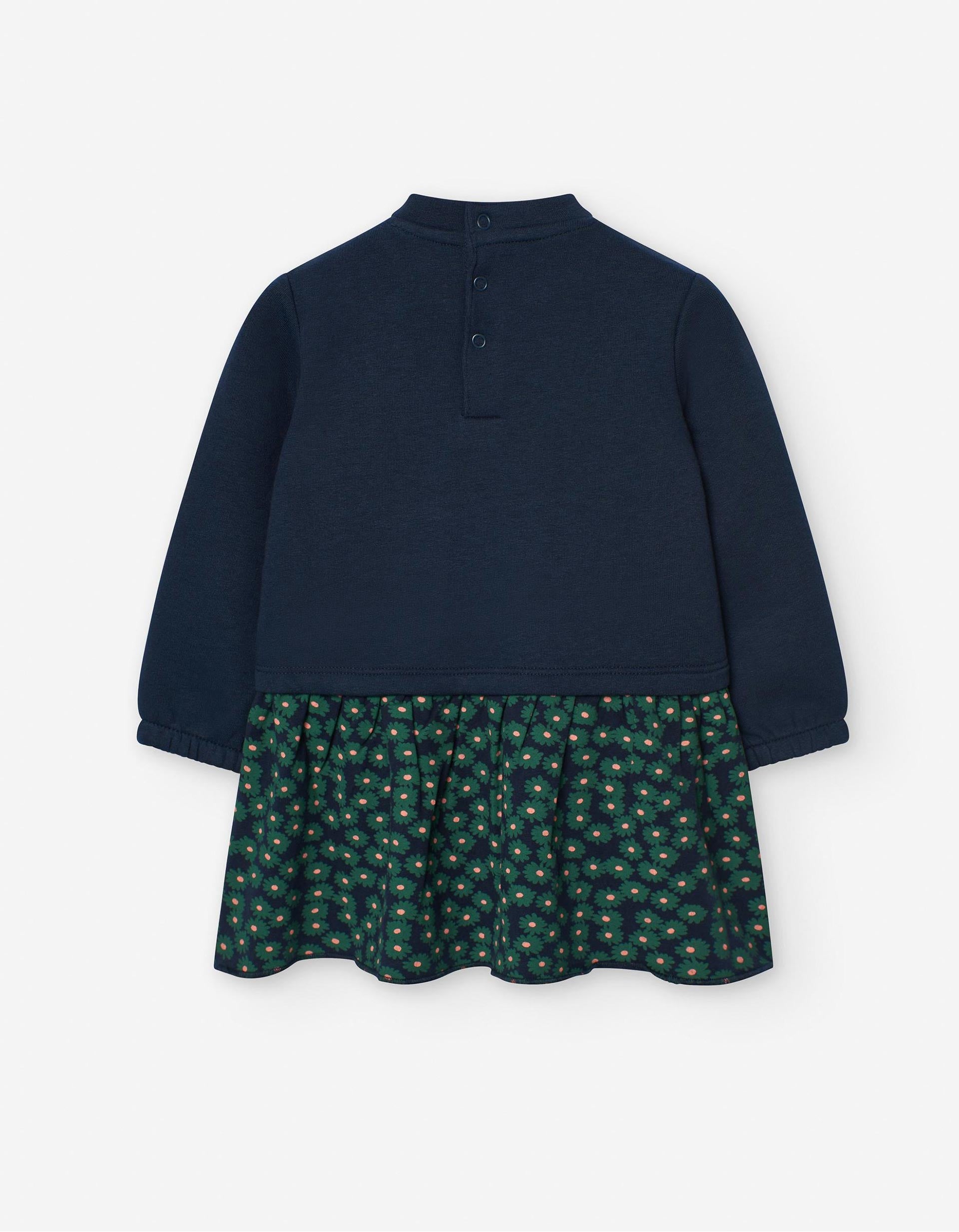 Robe Bimatière Florale pour Bébé Fille, Bleu/Vert