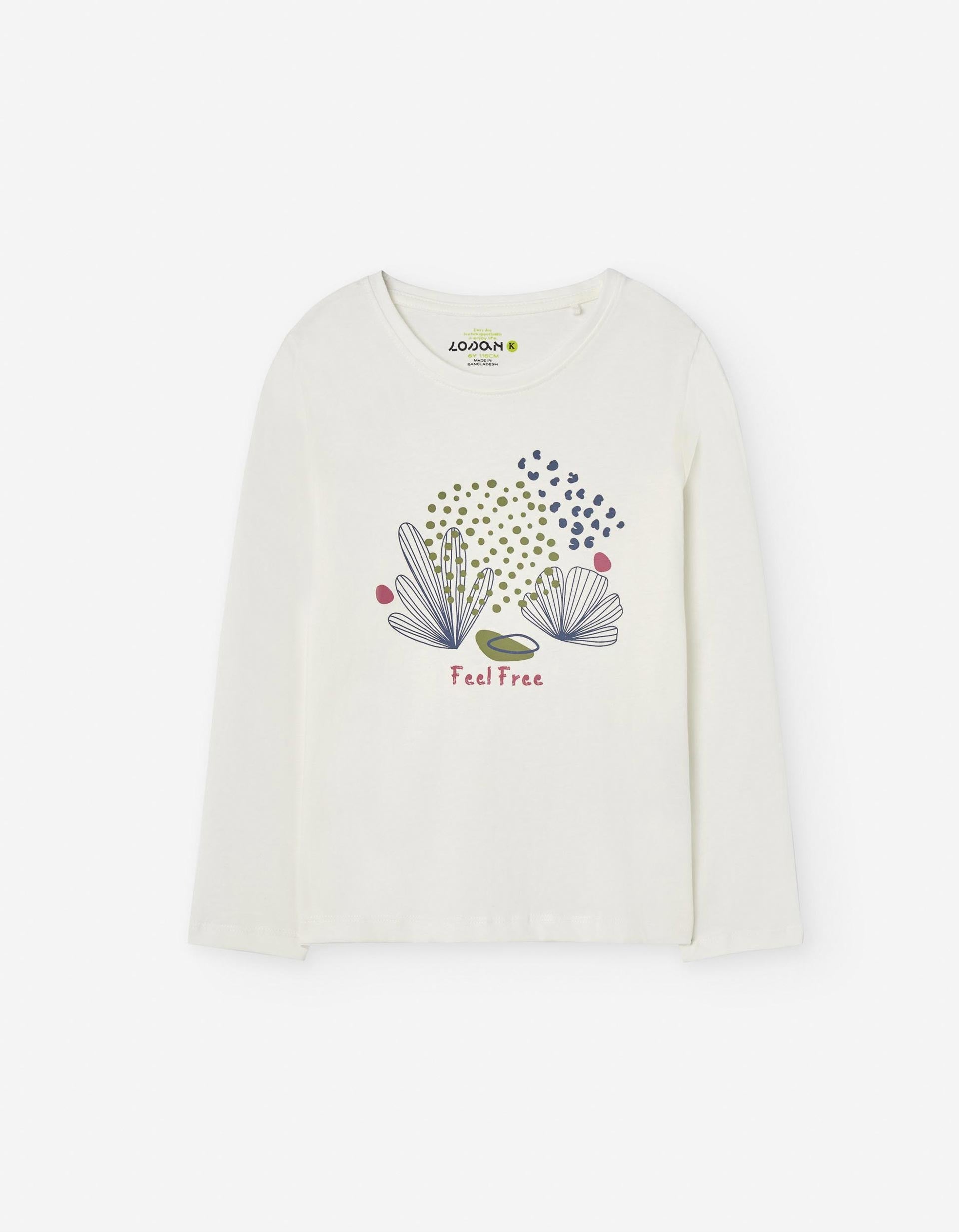 Long Sleeve T-shirt for Girls 'Feel Free', White