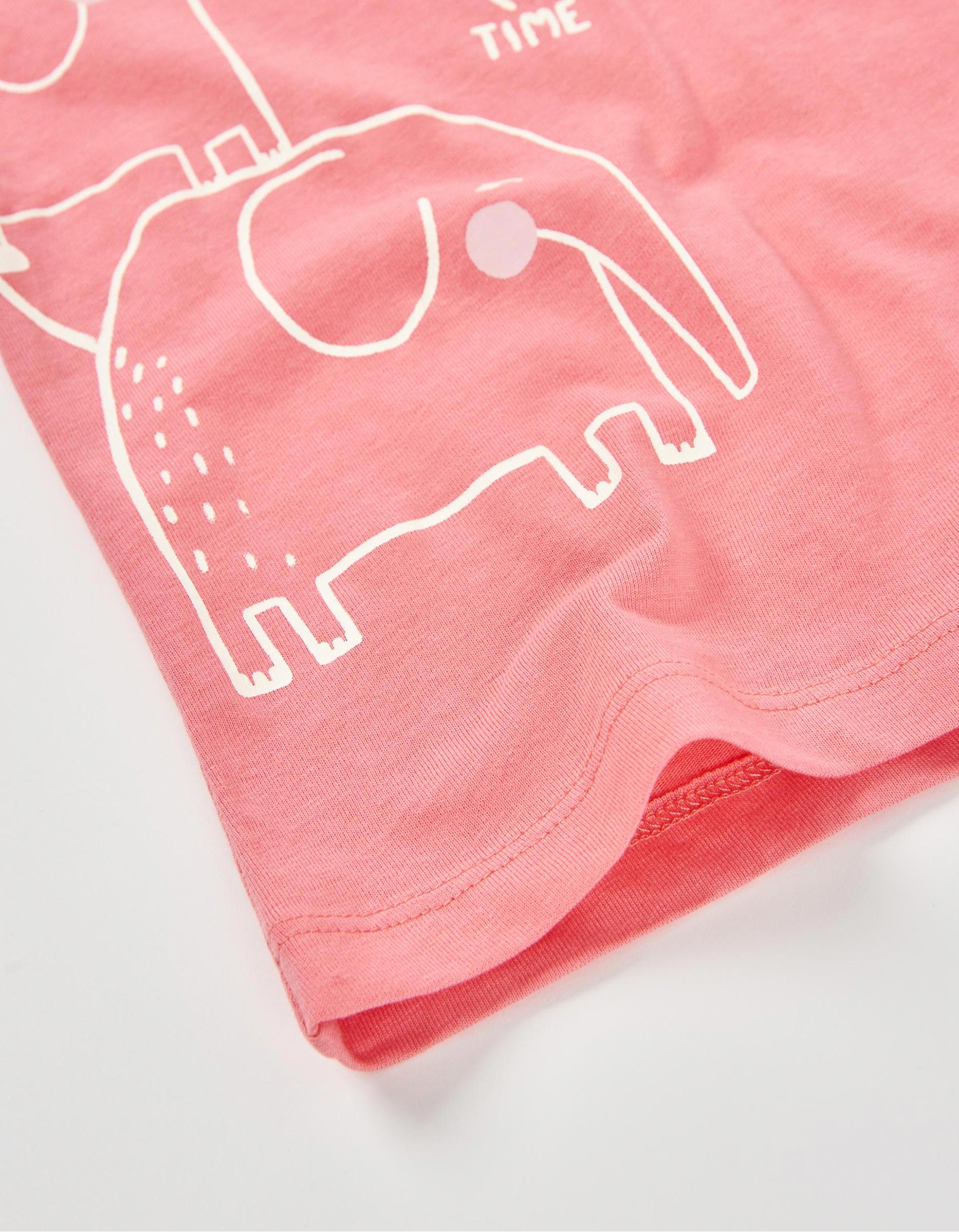 T-Shirt à Manches Longues pour Bébé Fille 'Éléphant', Rose