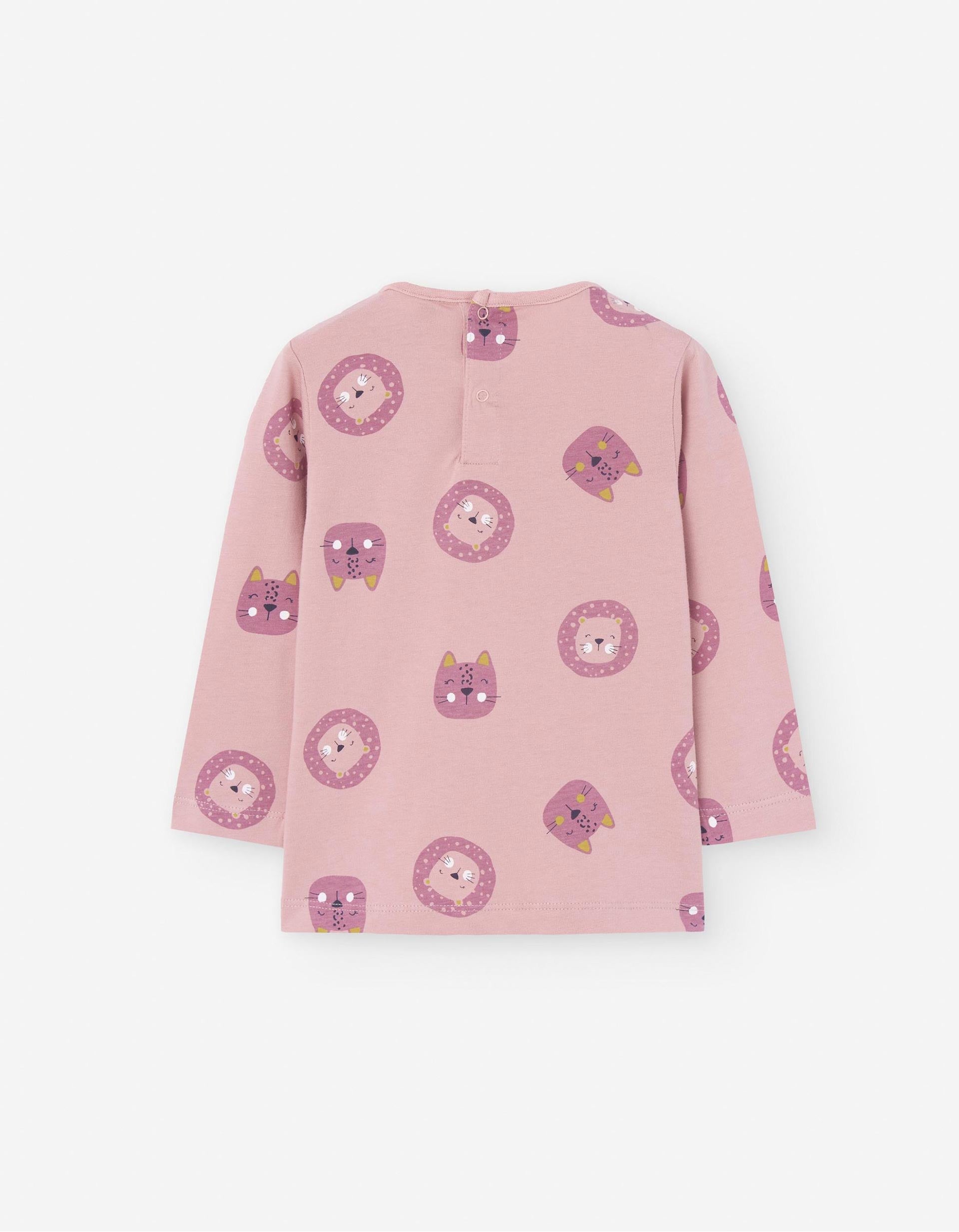 Long Sleeve T-shirt with Motif for Baby Girls 'Lion', Pink