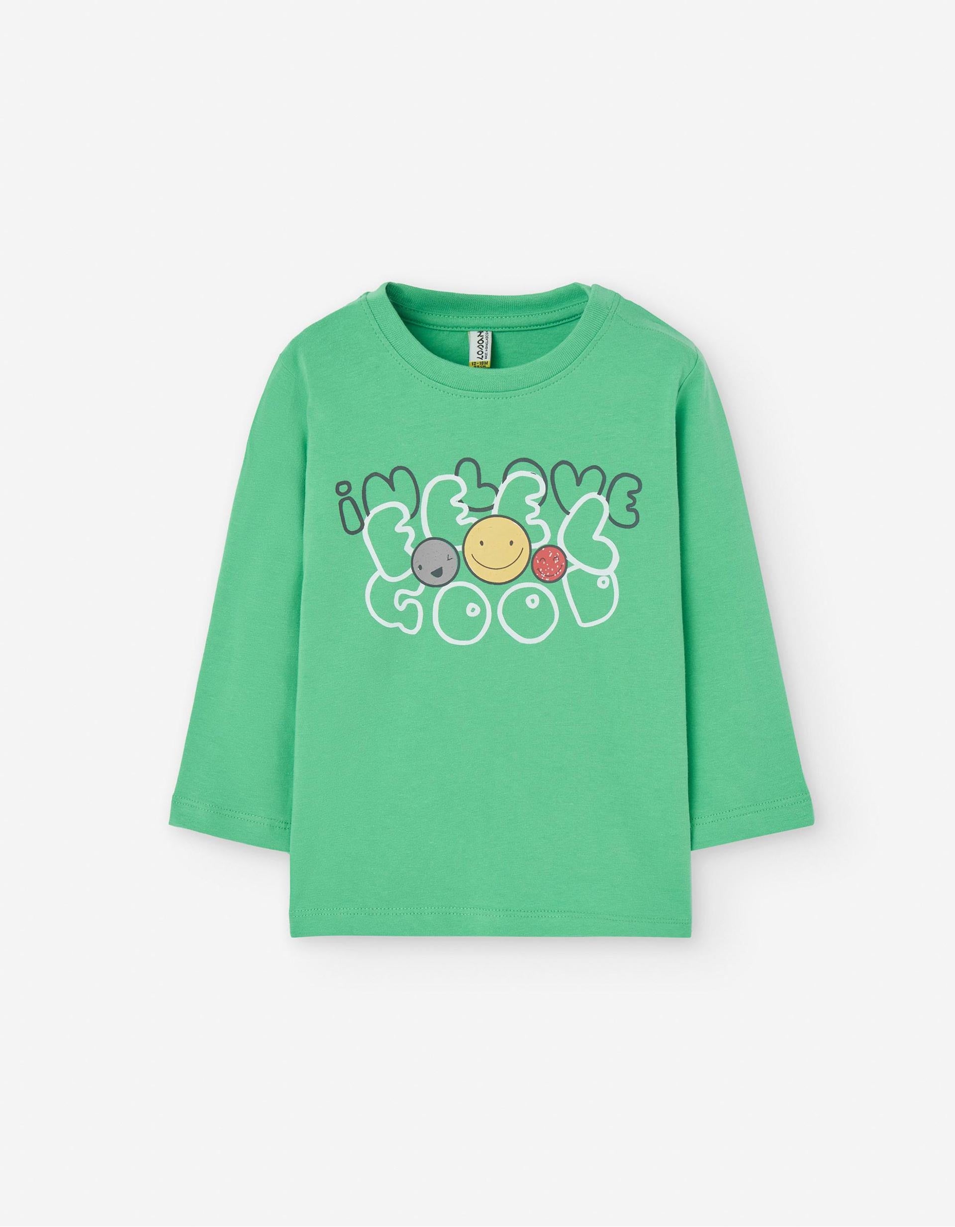 T-shirt de Manga Comprida para Bebé Menino 'Smiley', Verde