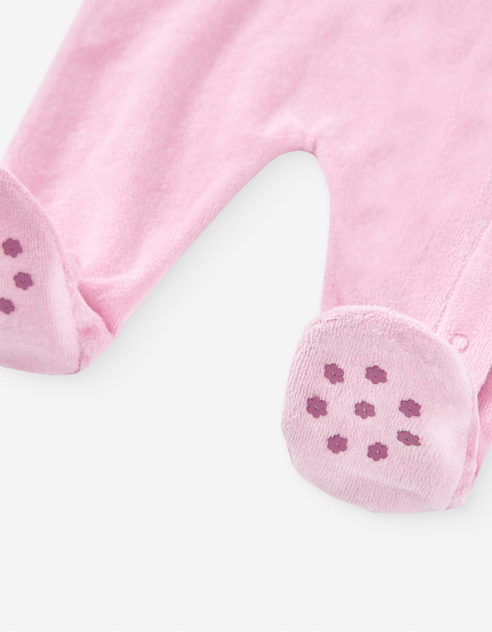 Babygrow de Veludo para Recém-Nascida 'Passarinho', Rosa