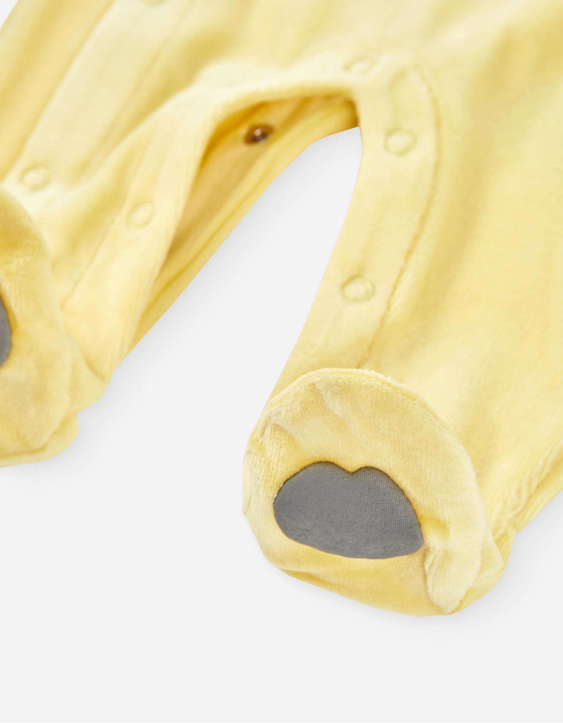 Babygrow de Veludo para Recém-Nascido 'Pinguim', Amarelo