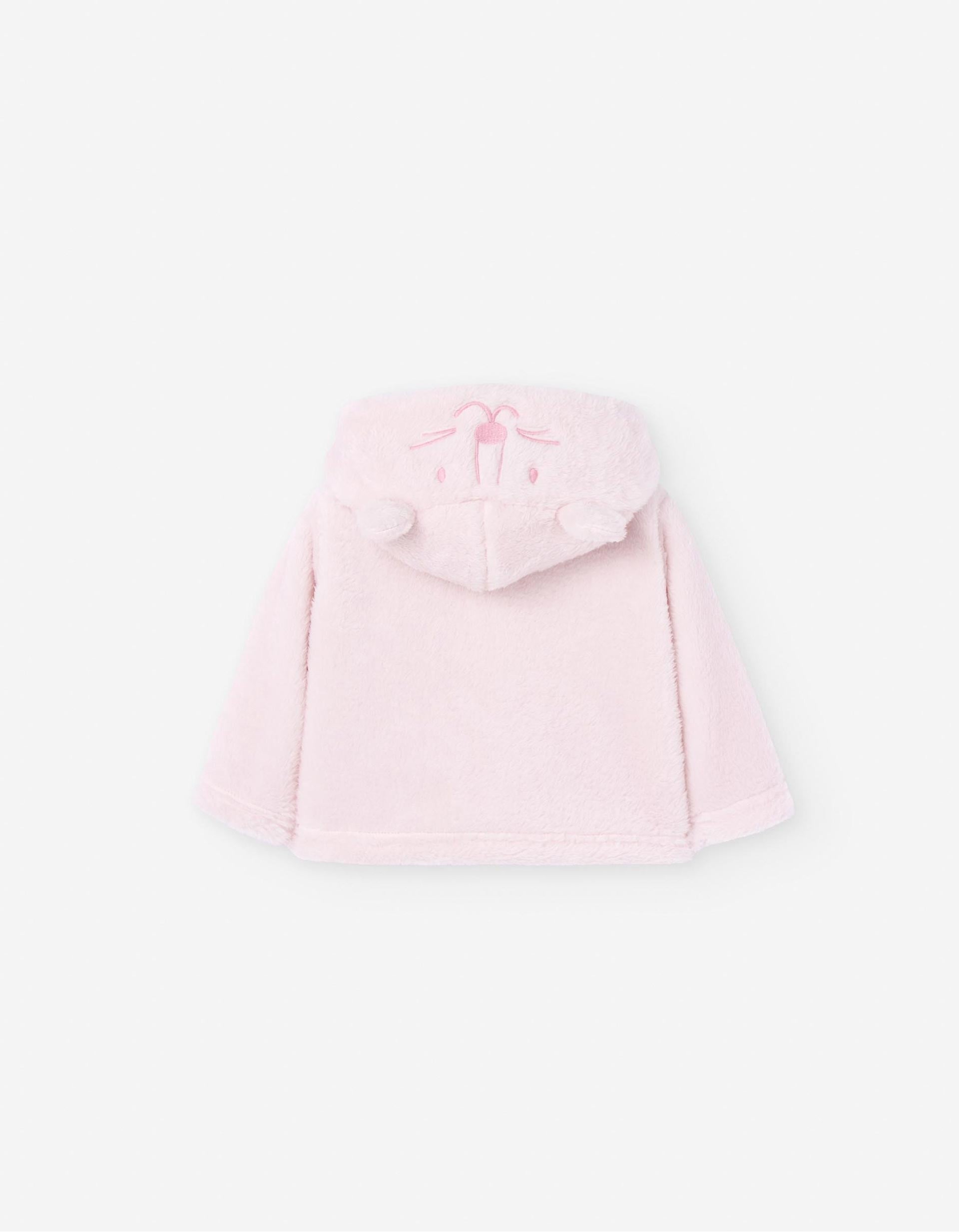 Chaqueta de Peluche con Capucha para Recién Nacida, Rosa