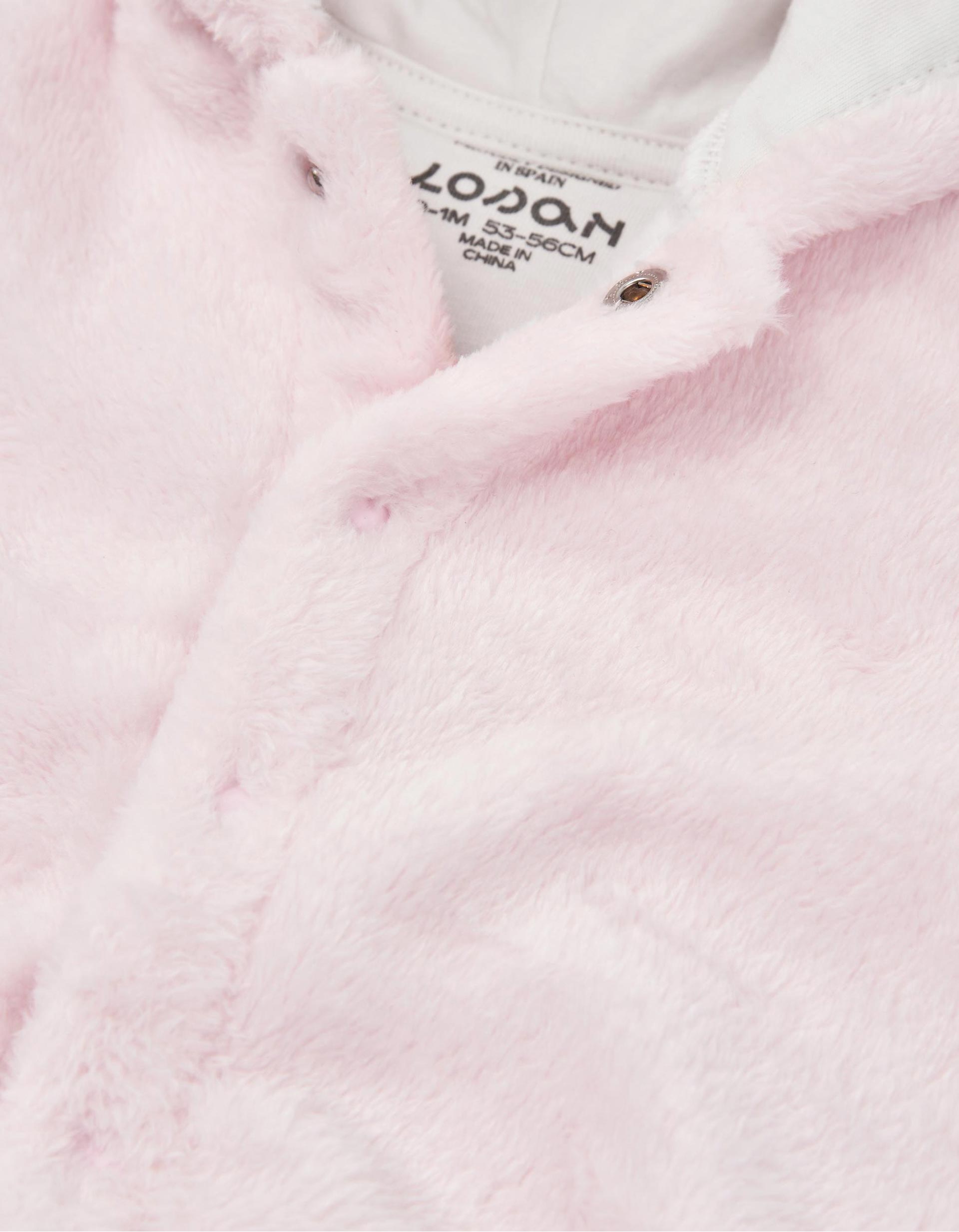 Chaqueta de Peluche con Capucha para Recién Nacida, Rosa